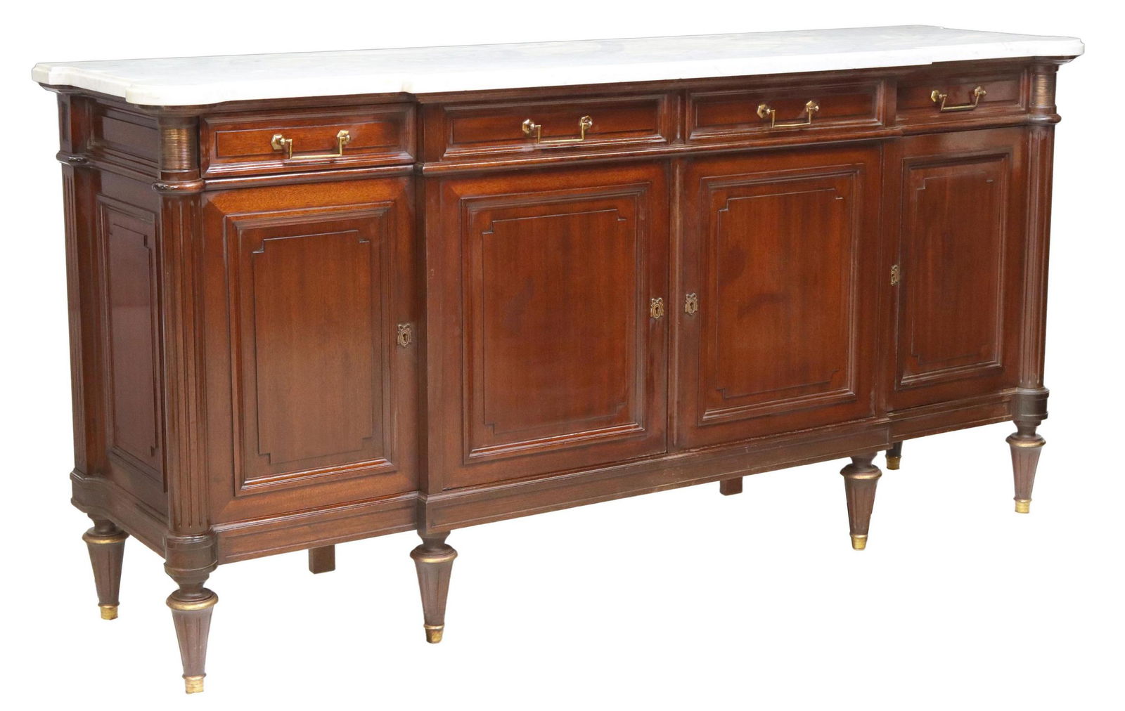 LOUIS XVI STYLE MARBLE-TOP MAHOGANY SIDEBOARD (1 of 6)