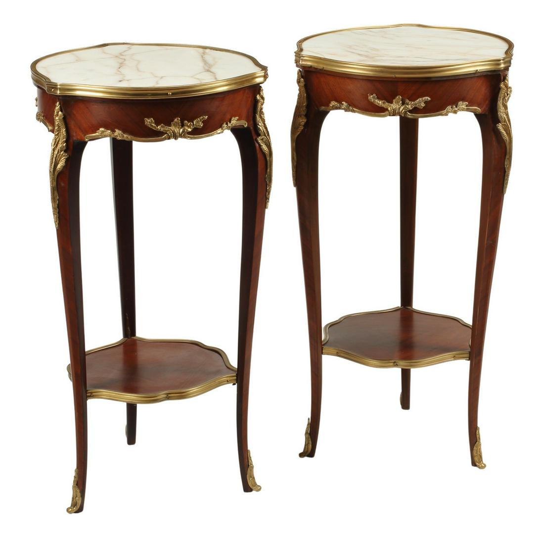 (2) LOUIS XV STYLE MARBLE-TOP SIDE TABLES (1 of 3)