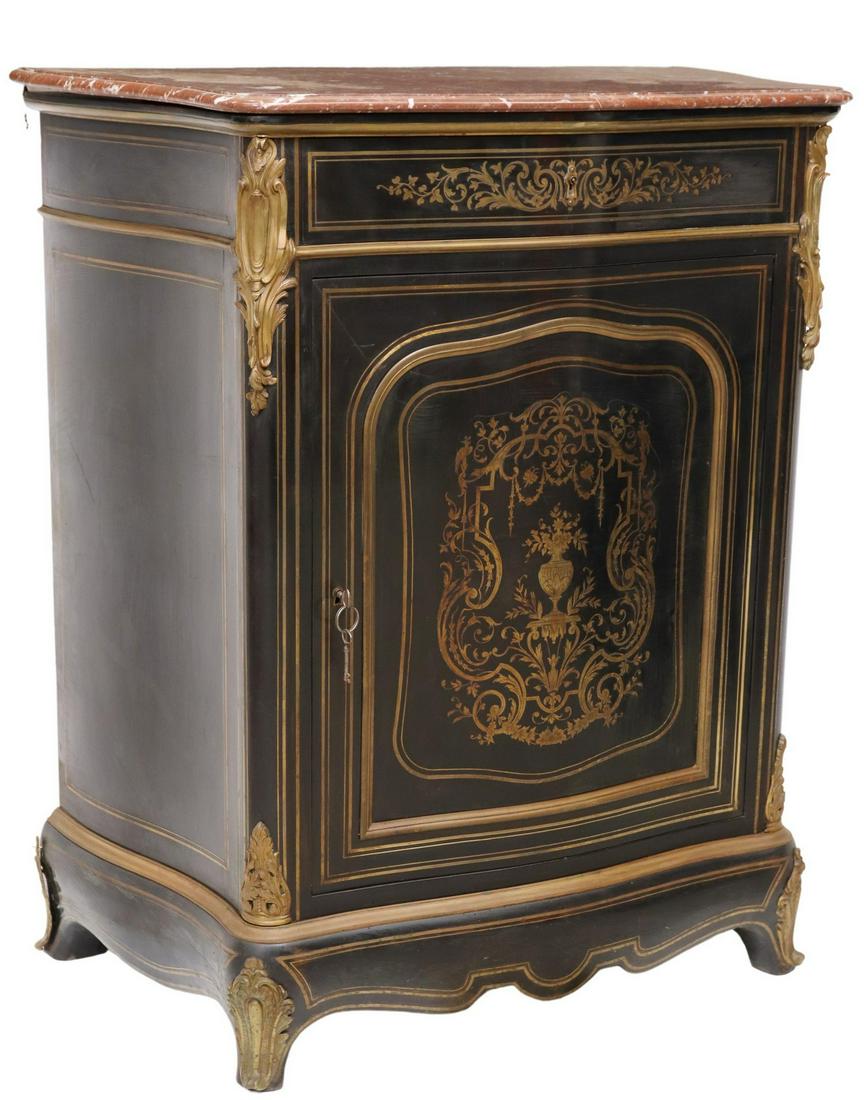 FRENCH NAPOLEON III INLAID EBONIZED CABINET (1 of 5)