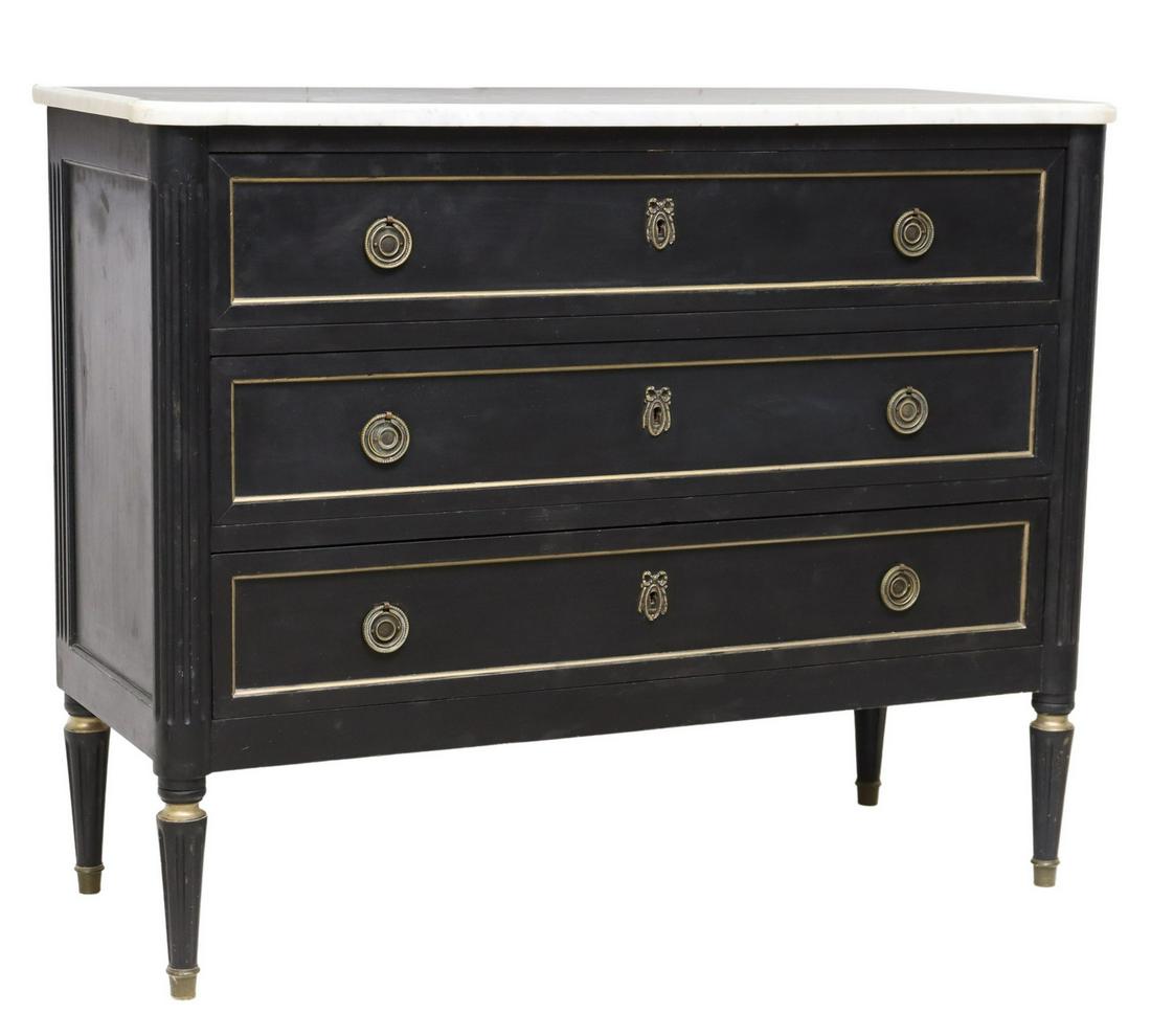 FRENCH LOUIS XVI STYLE MARBLE-TOP PAINTED COMMODE (1 of 5)