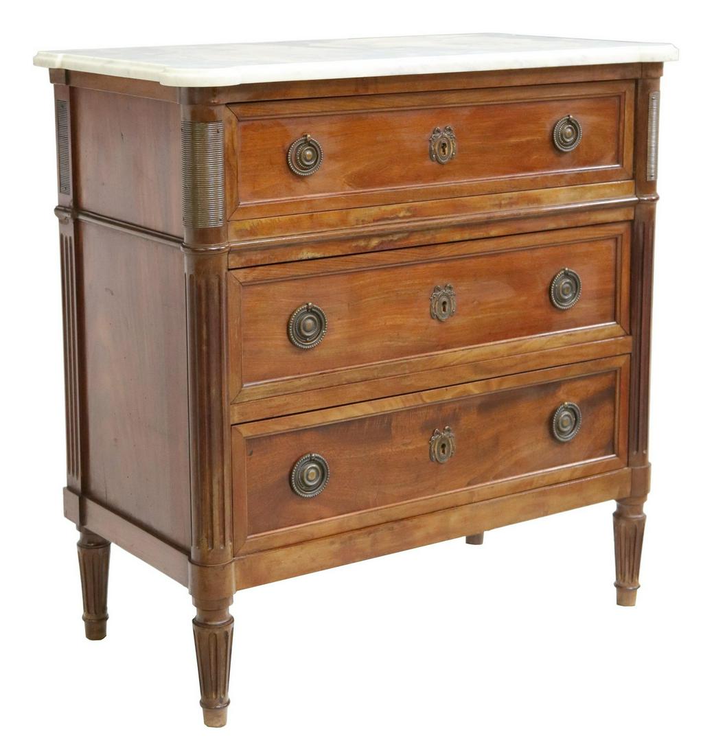 LOUIS XVI STYLE MARBLE-TOP SECRETARY COMMODE (1 of 7)