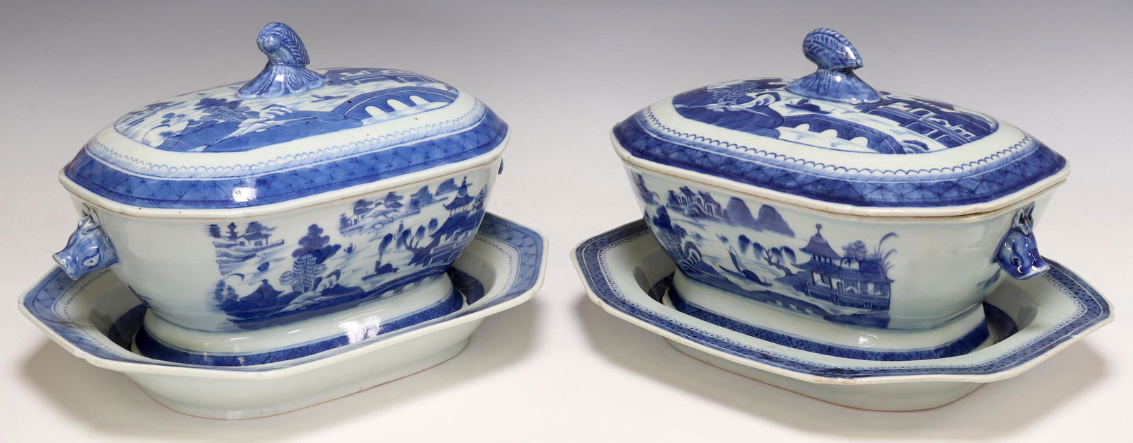 4)CHINESE EXPORT PORCELAIN CANTON TUREENS & STANDS (1 of 10)
