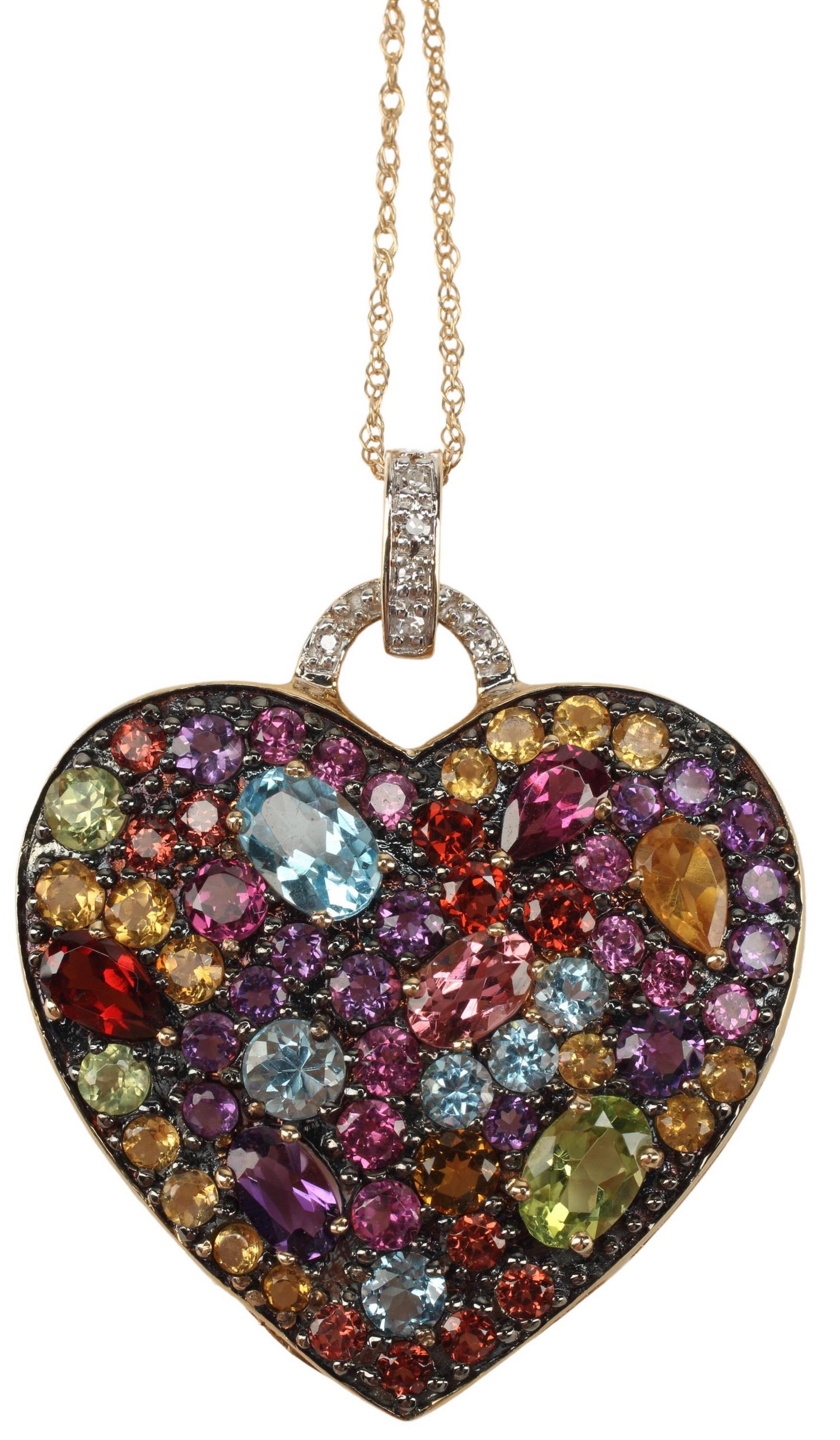 ESTATE 14KT GOLD DIAMOND & MULTI-STONE PENDANT (1 of 4)