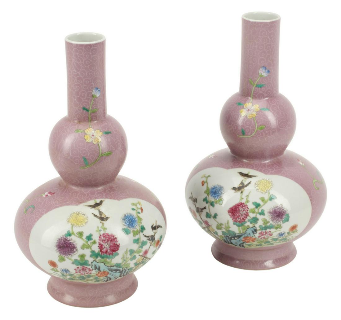 (2) CHINESE PORCELAIN DOUBLE GOURD VASES (1 of 5)