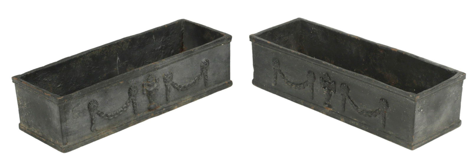 (2) EMPIRE STYLE CAST IRON RECTANGULAR JARDINIERES (1 of 3)