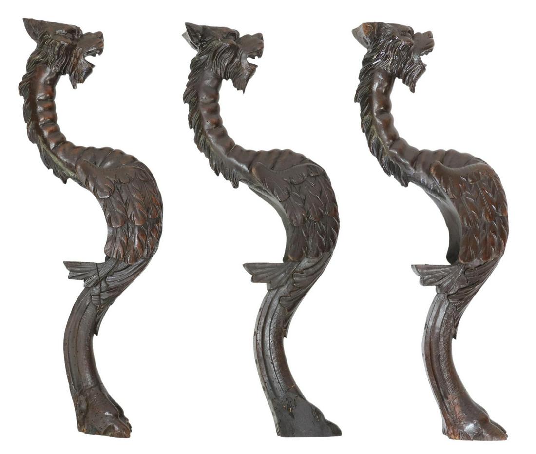 (3) ITALIAN ARCHITECTURAL CARVED DRAGON SUPPORTS (1 of 3)