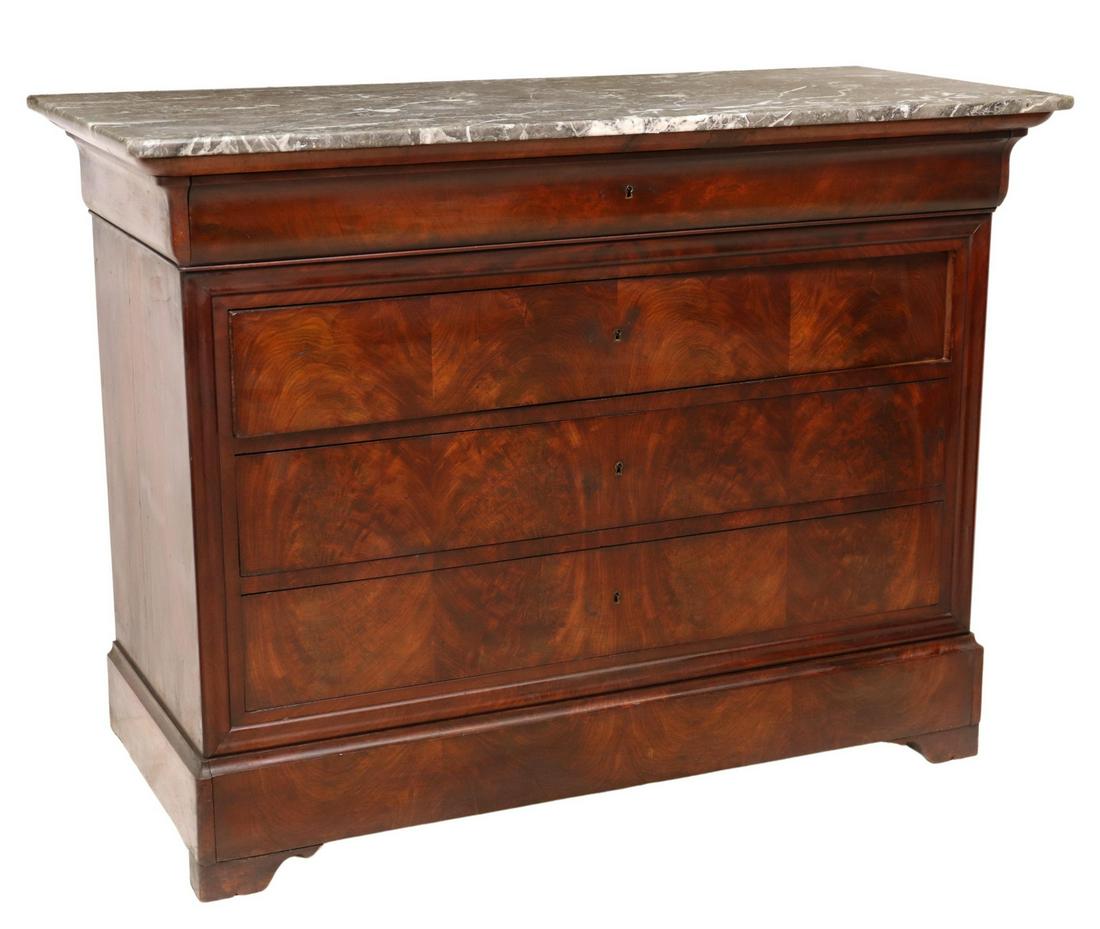 LOUIS PHILIPPE PERIOD FLAME MAHOGANY COMMODE (1 of 5)
