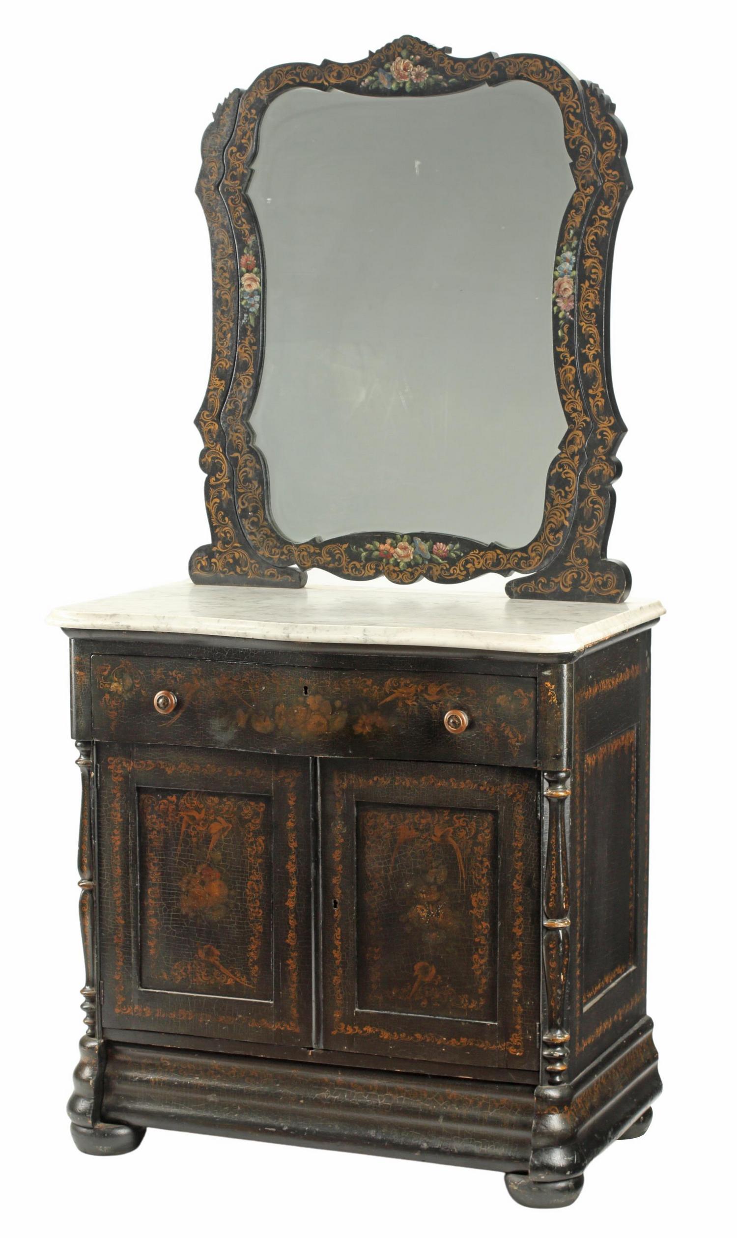 VICTORIAN MARBLE-TOP PAINTED WASHSTAND (1 of 5)