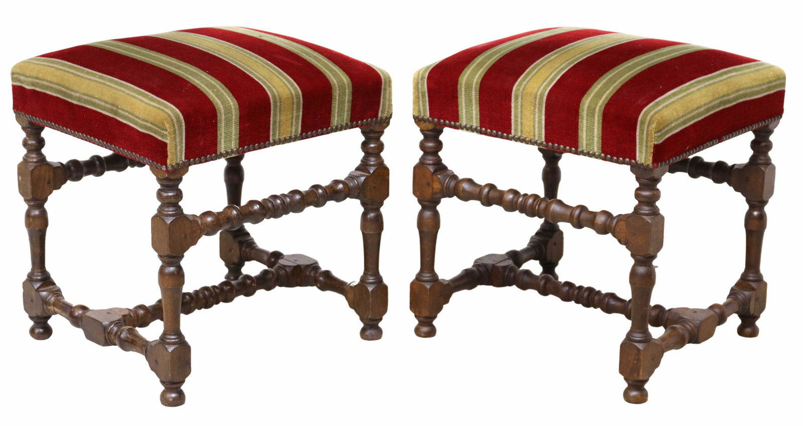 (2) FRENCH LOUIS XIV STYLE UPHOLSTERED OTTOMANS (1 of 4)