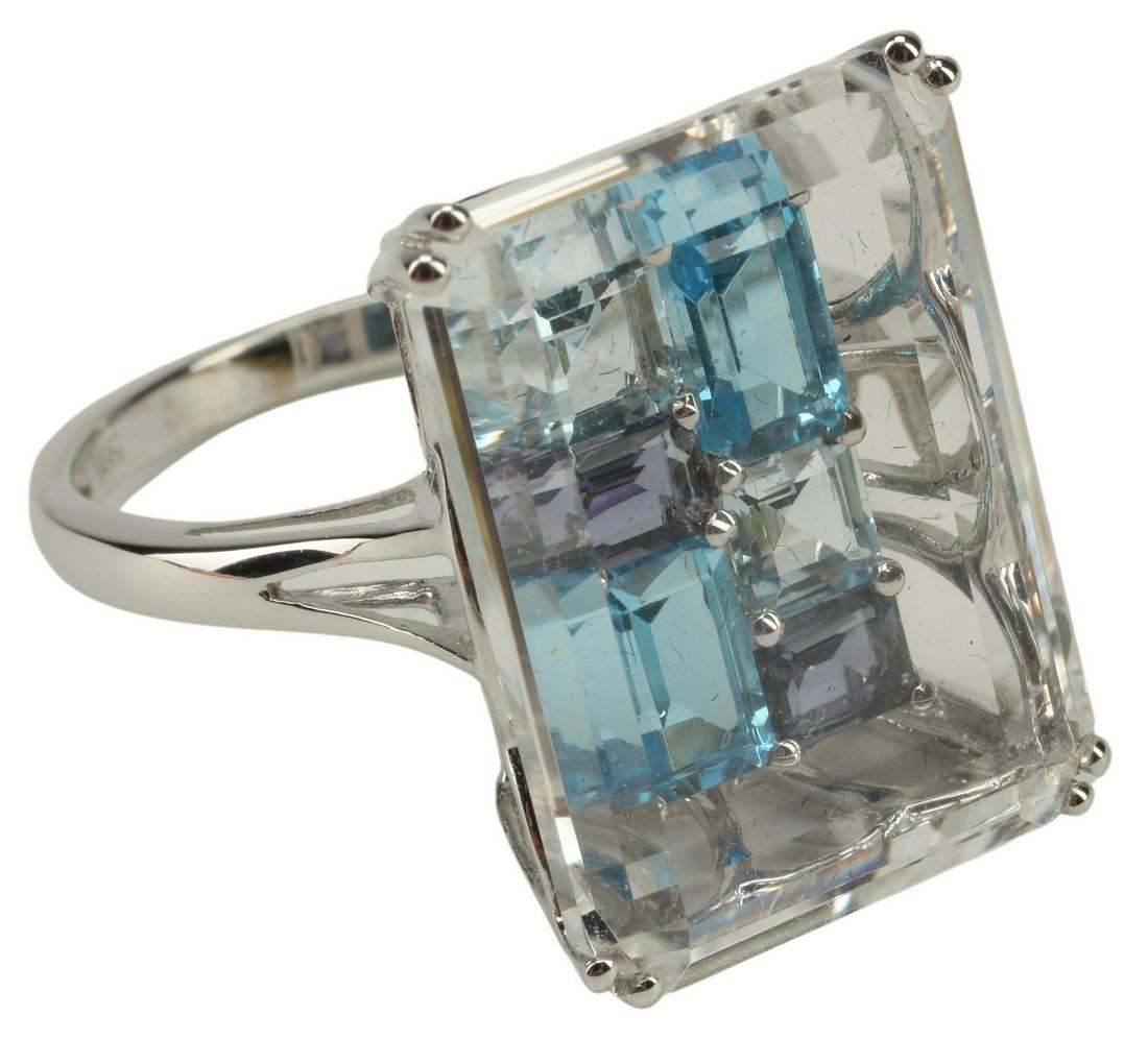 ESTATE 14KT ROCK CRYSTAL & COLORED GEMSTONE RING (1 of 3)