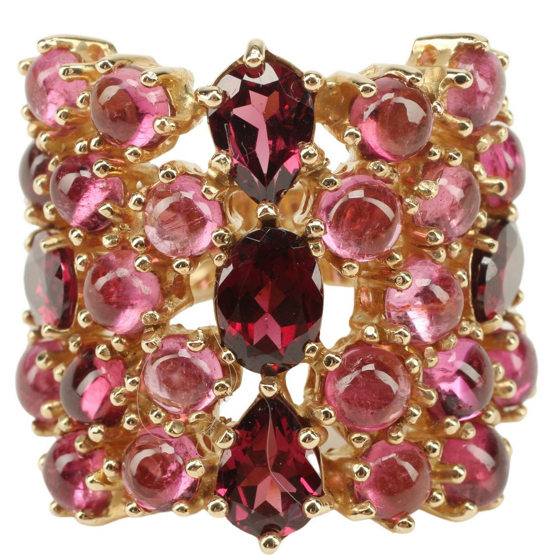 ESTATE 14KT GOLD PINK TOURMALINE CLUSTER RING (1 of 4)