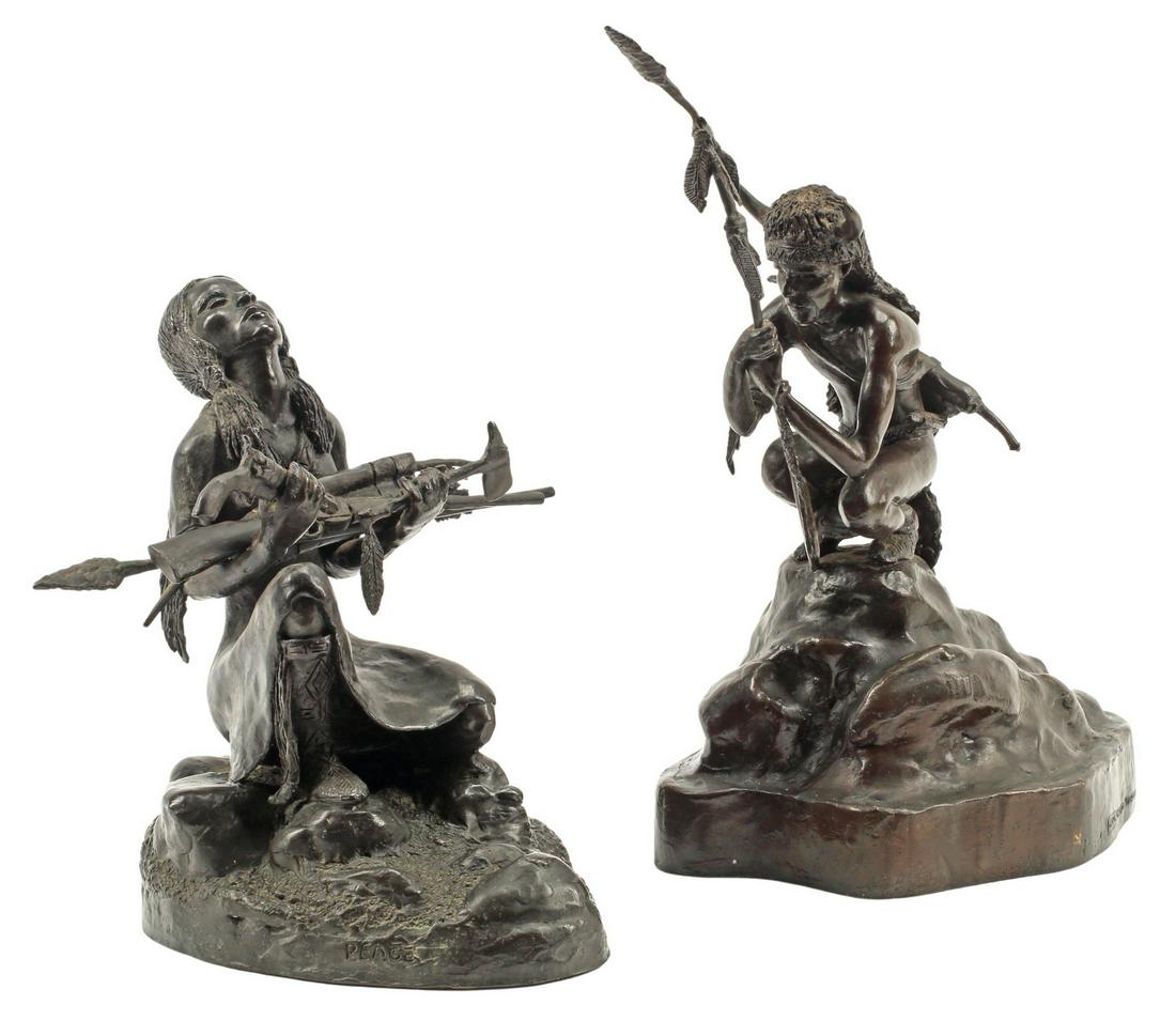 (2) JOHN CALHOUN LIKE WESTERN BRONZE SCULPTURES (1 of 9)