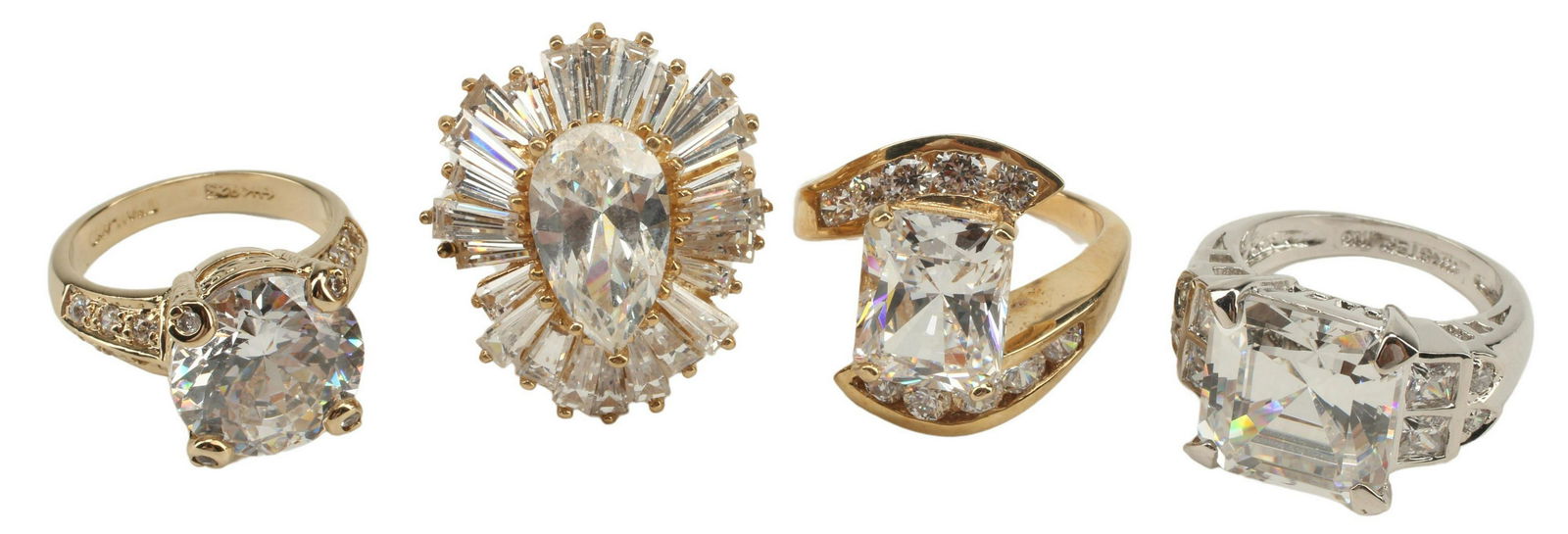 4) ESTATE 14K GOLD & STERLING CUBIC ZIRCONIA RINGS (1 of 4)
