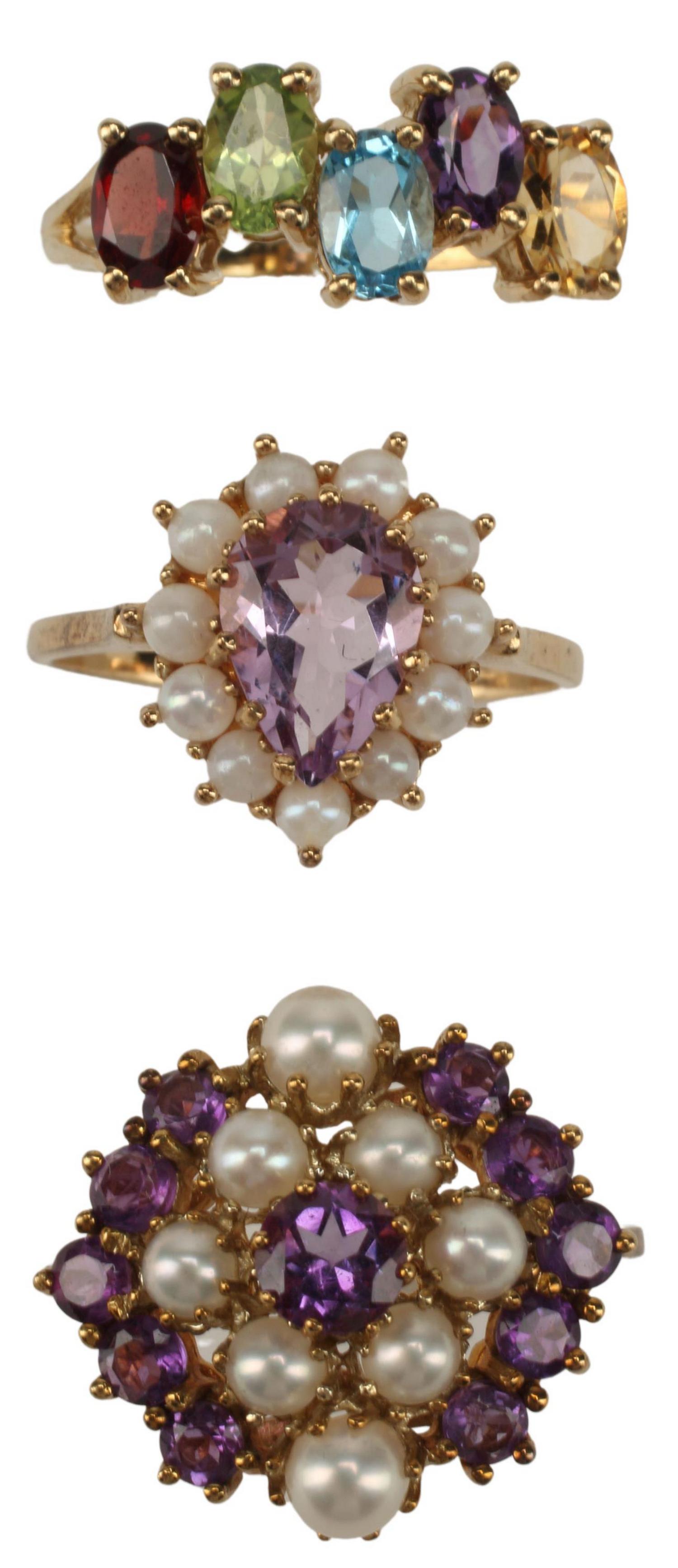 (3) ESTATE 10KT YELLOW GOLD & GEMSTONE RINGS (1 of 3)