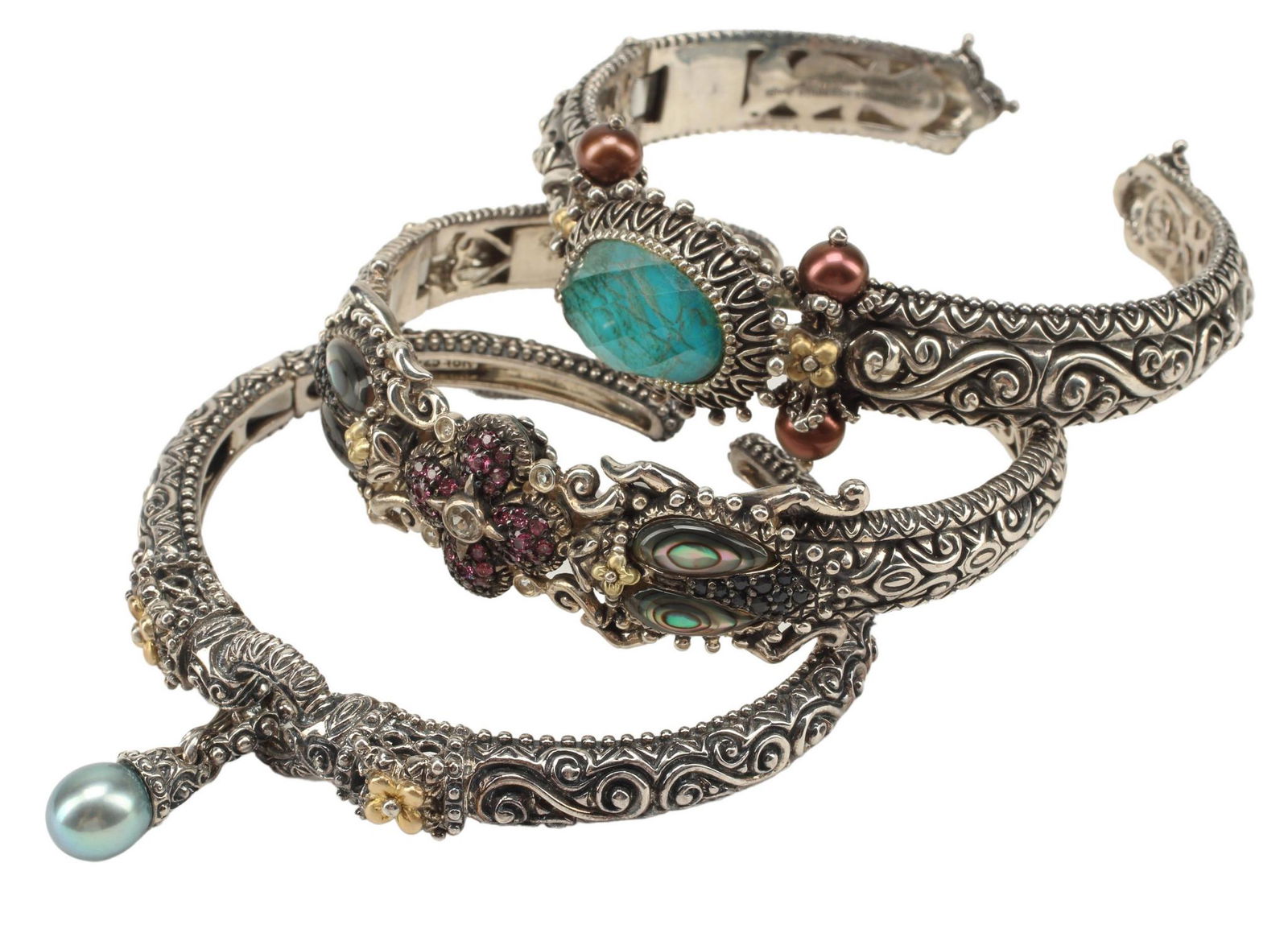 (3) BARBARA BIXBY 18KT & STERLING HINGED CUFFS (1 of 8)