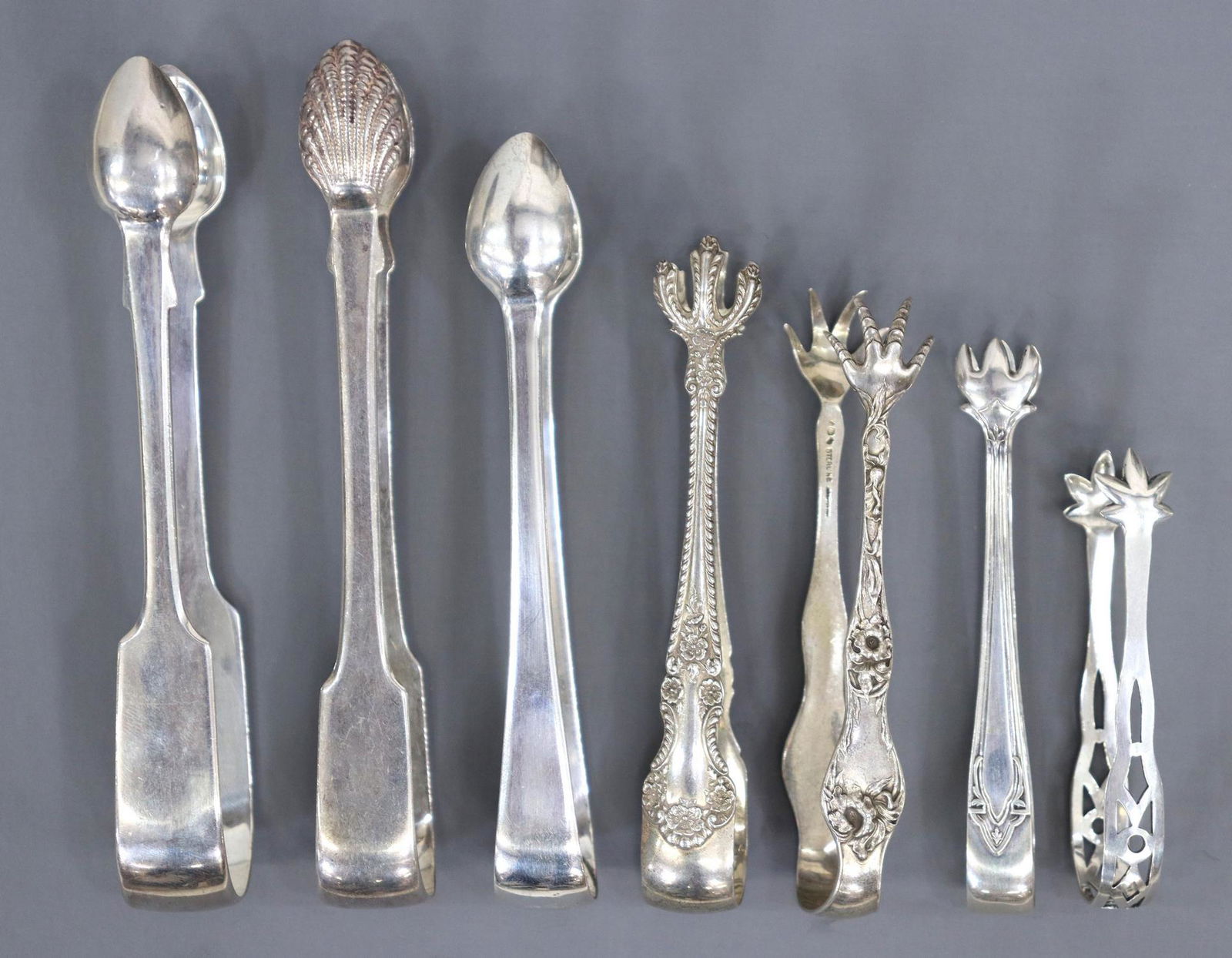 (7) ENGLISH & AMERICAN STERLING SILVER SUGAR TONGS (1 of 6)