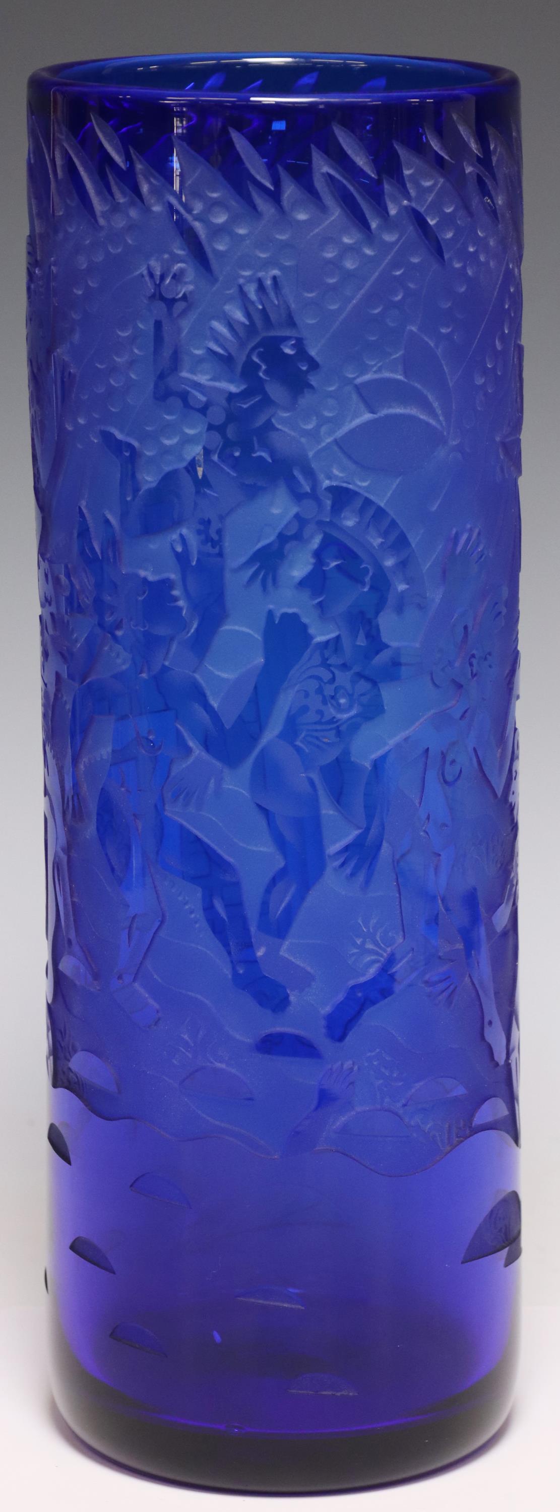 PATRICK WADLEY (ATX 1950-1992) ETCHED GLASS VASE (1 of 7)