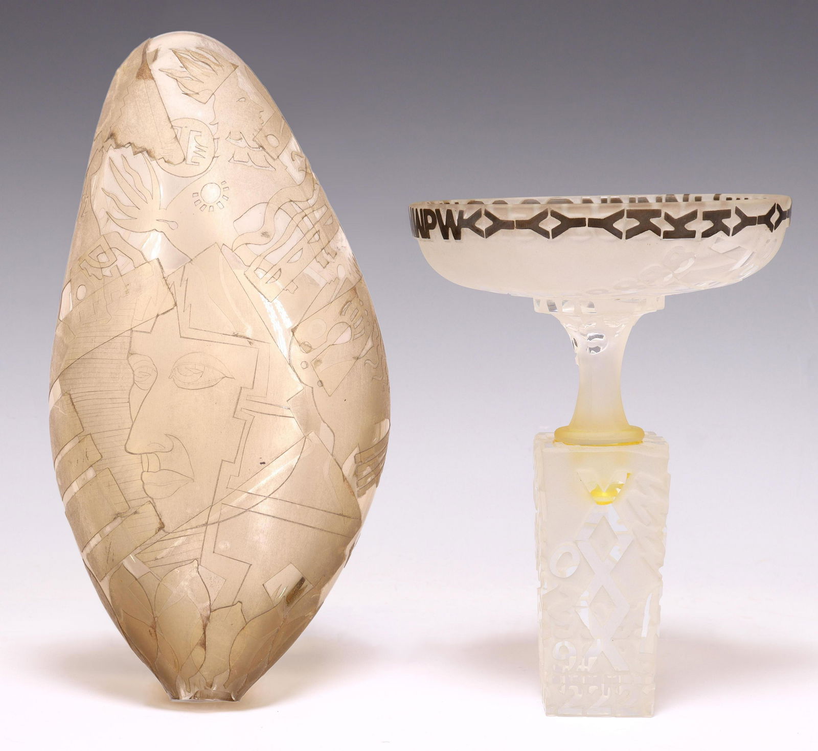 2) PATRICK WADLEY (ATX 1950-1992) GLASS SCULPTURES (1 of 7)