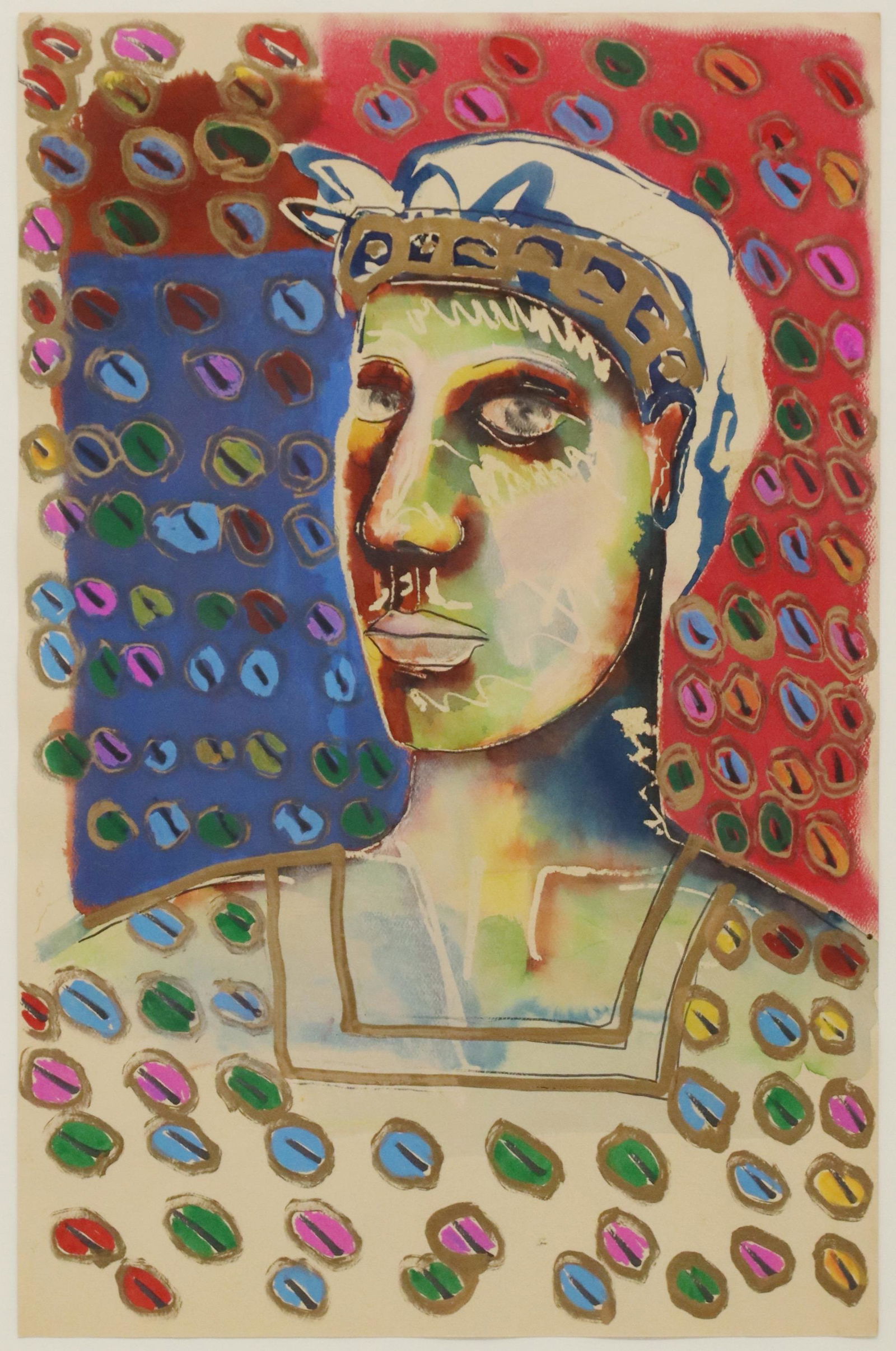 PATRICK WADLEY (ATX 1950-1992) WATERCOLOR PORTRAIT (1 of 4)