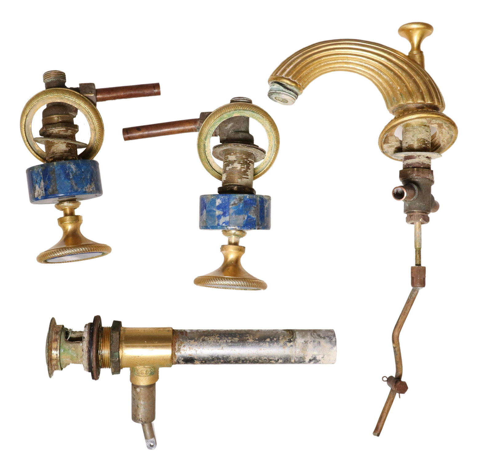 (4) SHERLE WAGNER LAPIS & GILT METAL BATHROOM SET (1 of 5)
