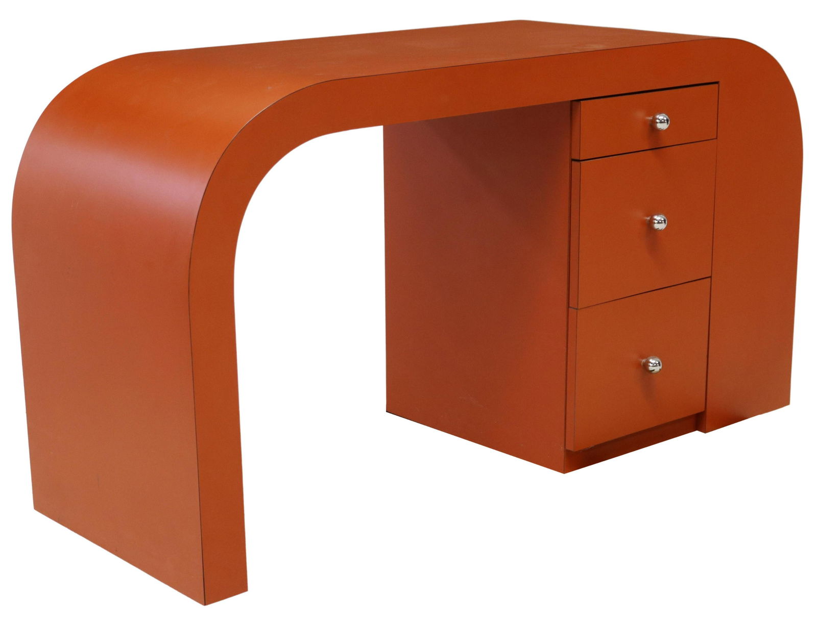 POSTMODERN ORANGE LAMINATE WATERFALL DESK (1 of 7)