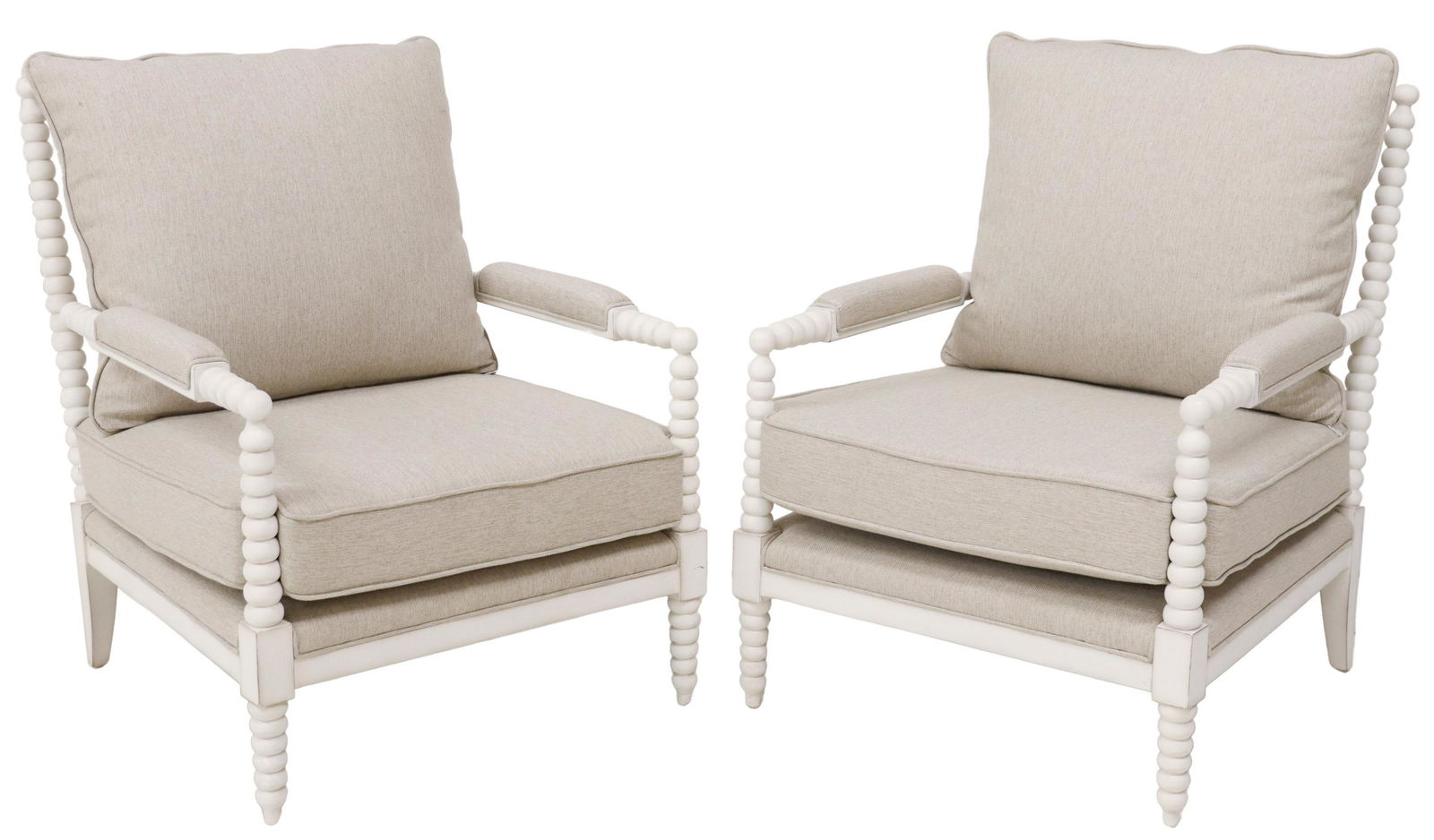 (2) CONTEMPORARY 'WELLMINGTON' LINEN ARMCHAIRS (1 of 3)
