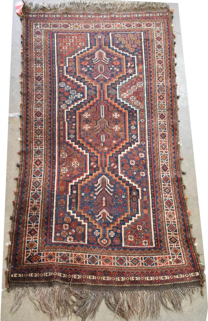 HAND-TIED PERSIAN KHAMSEH WOOL RUG 6' X 3'4" (1 of 3)