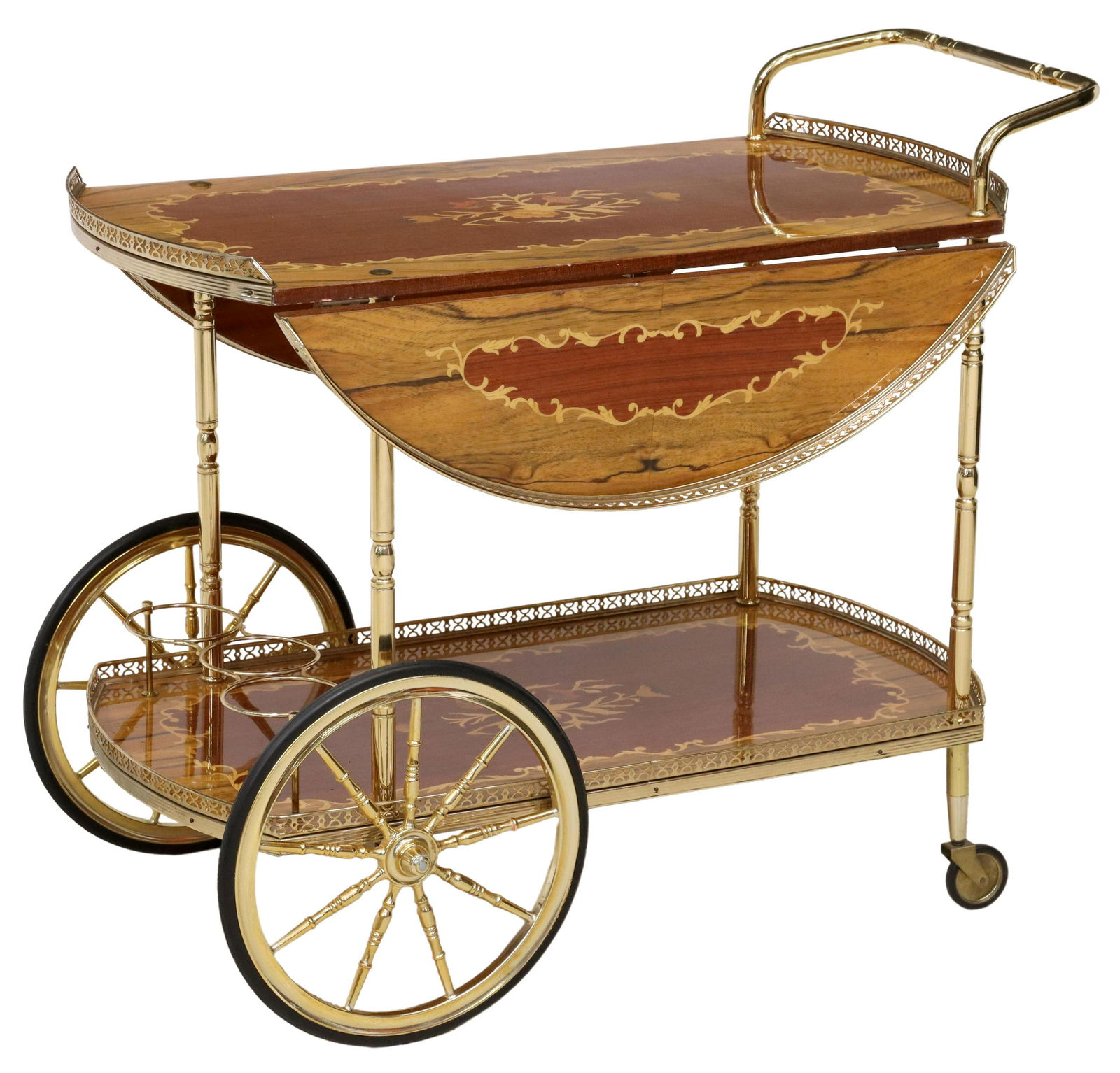 ITALIAN FLORAL MARQUETRY SERVICE TROLLEY (1 of 5)
