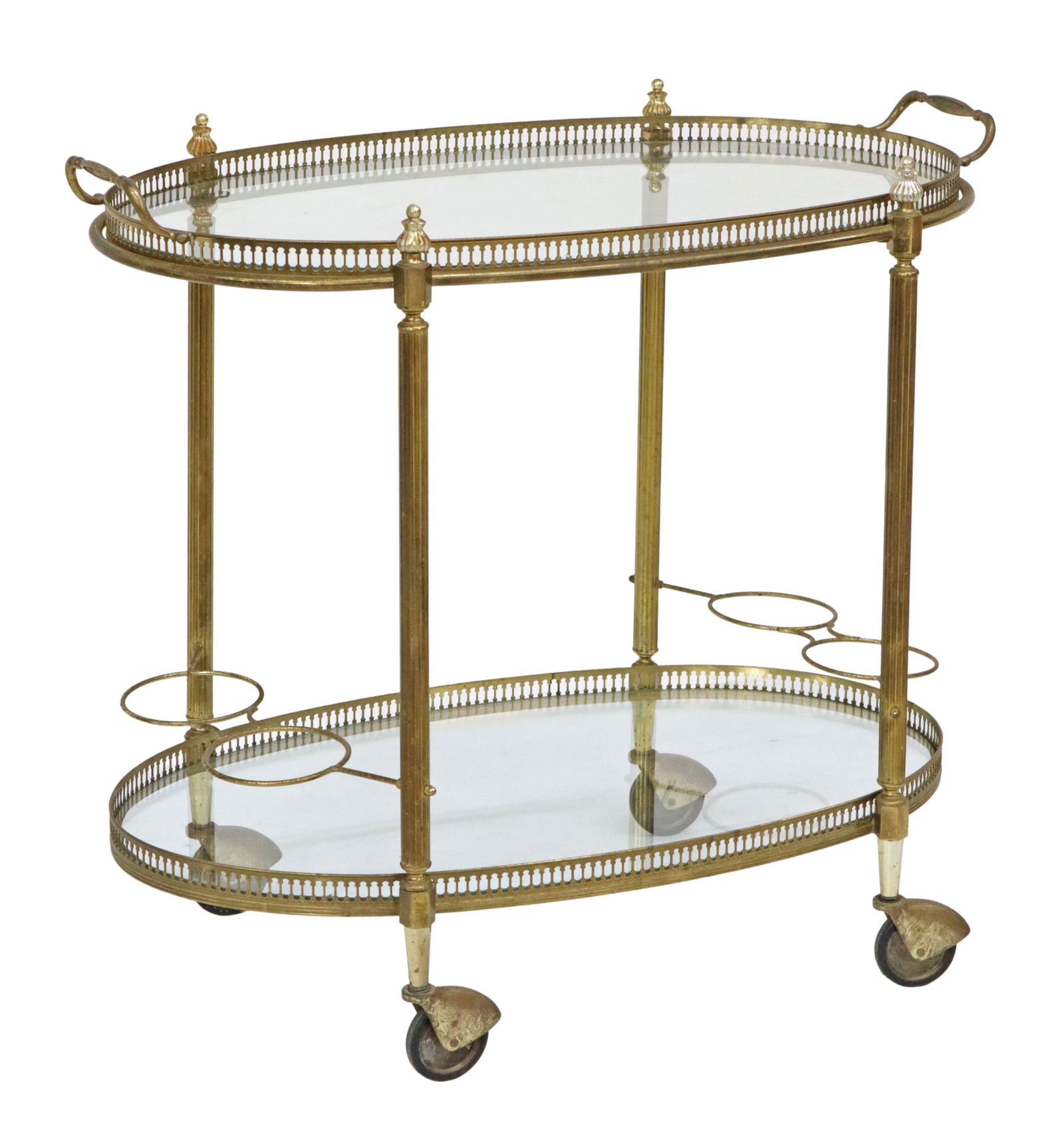 FRENCH GILT METAL & GLASS TWO-TIER SERVICE CART (1 of 4)