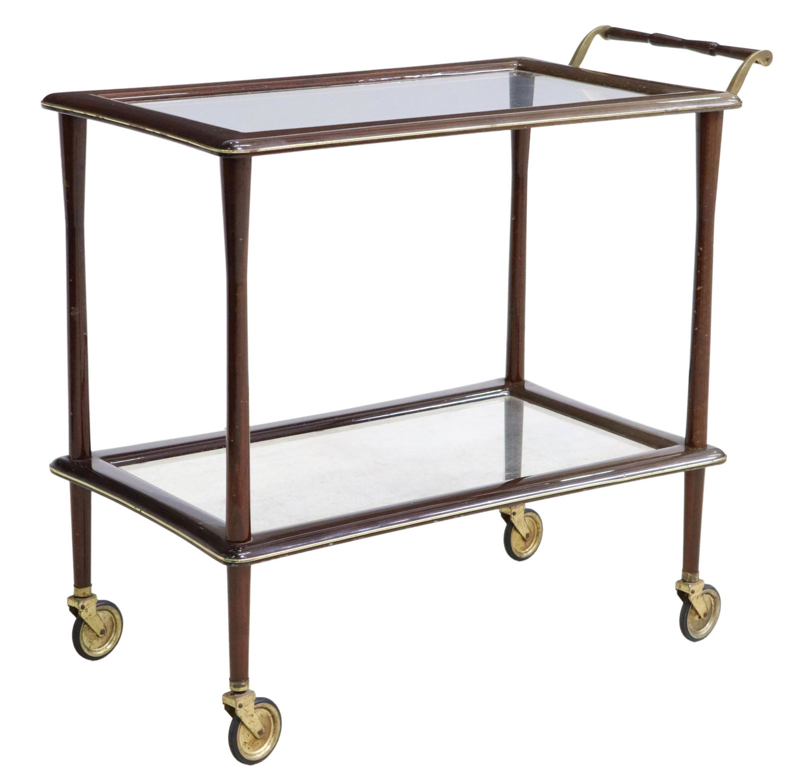 MID-CENTURY TWO-TIER GLASS SERVICE TROLLEY (1 of 4)
