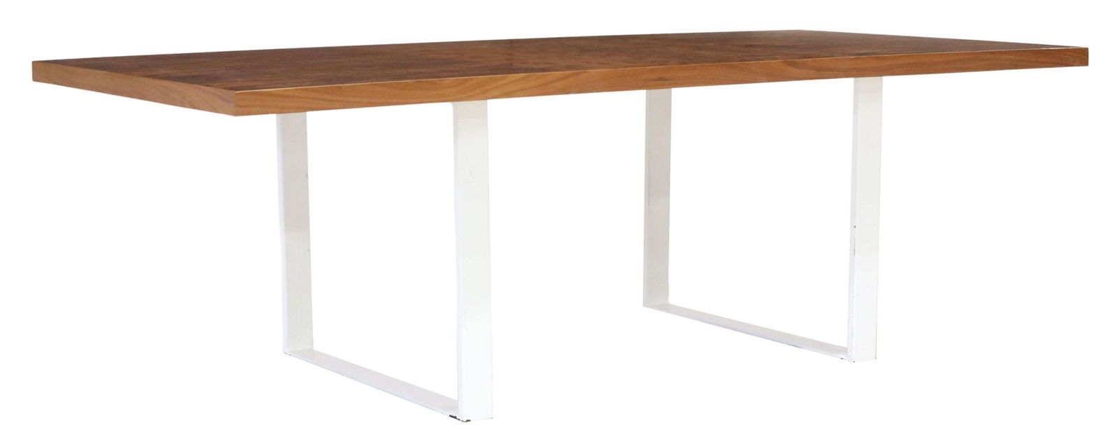 CONTEMPORARY BURLWOOD & STEEL DINING TABLE, 94"L (1 of 5)