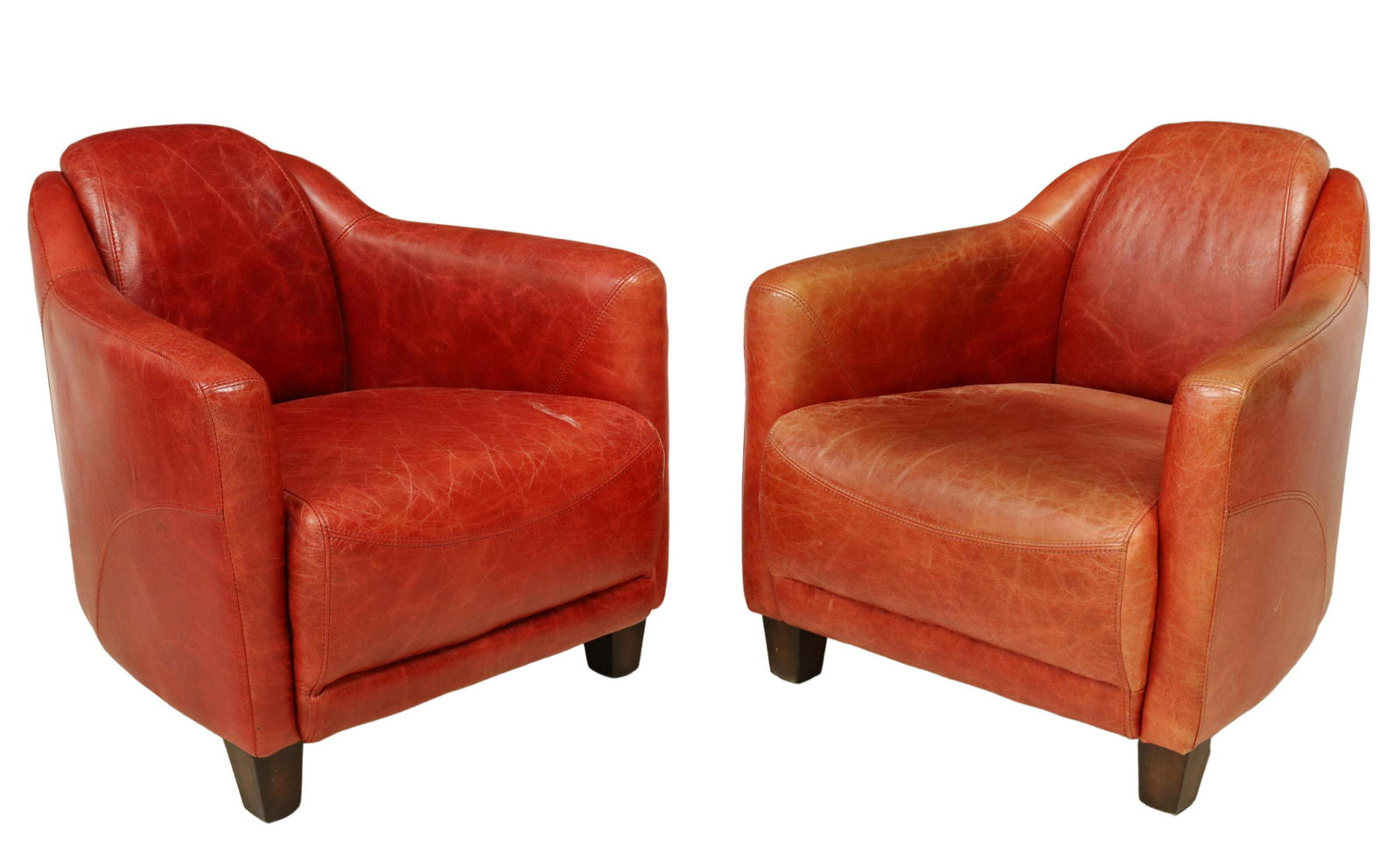 (2) MODERN RED LEATHER CLUB CHAIRS (1 of 3)