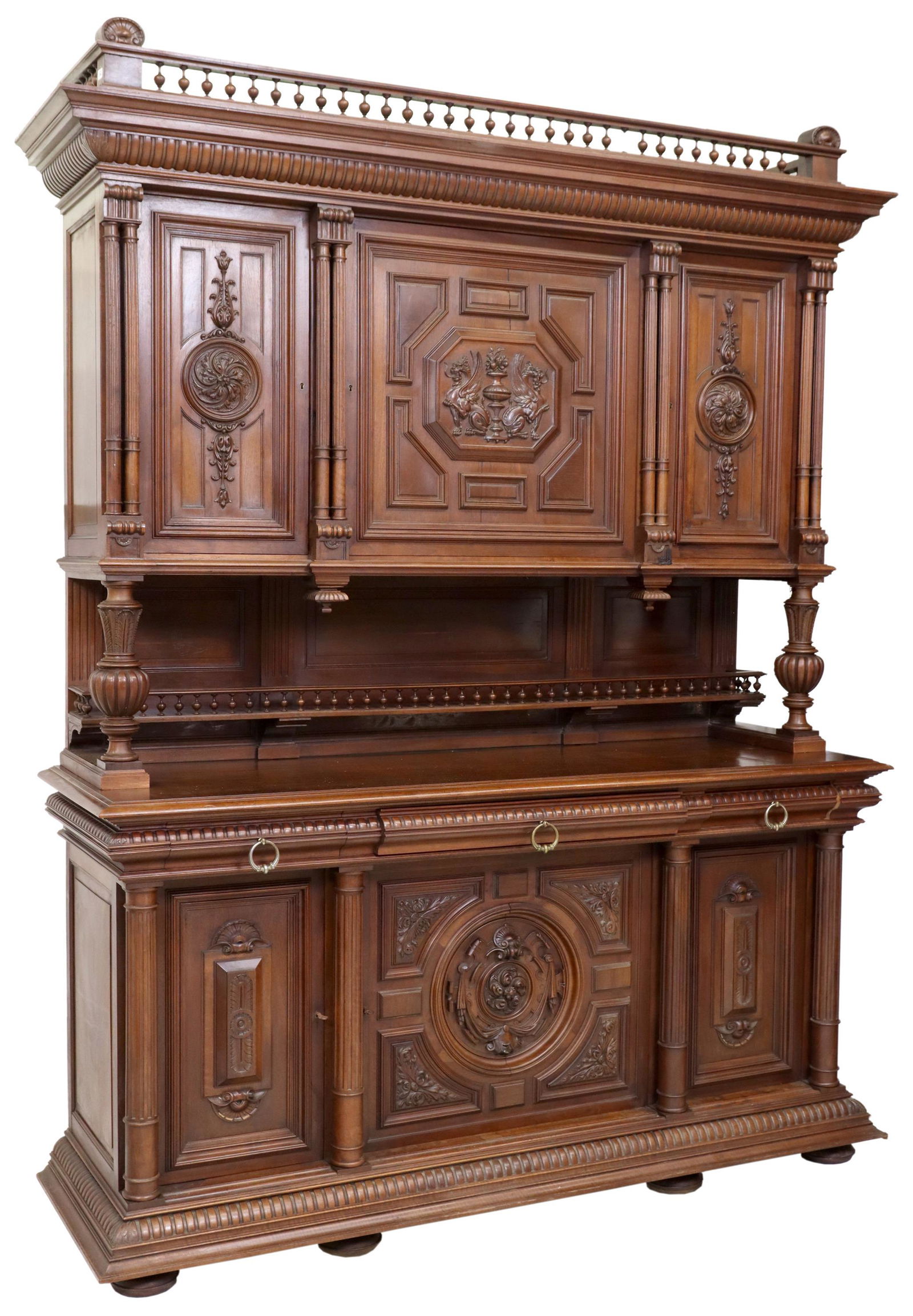 FRENCH RENAISSANCE REVIVAL WALNUT SIDEBOARD (1 of 6)