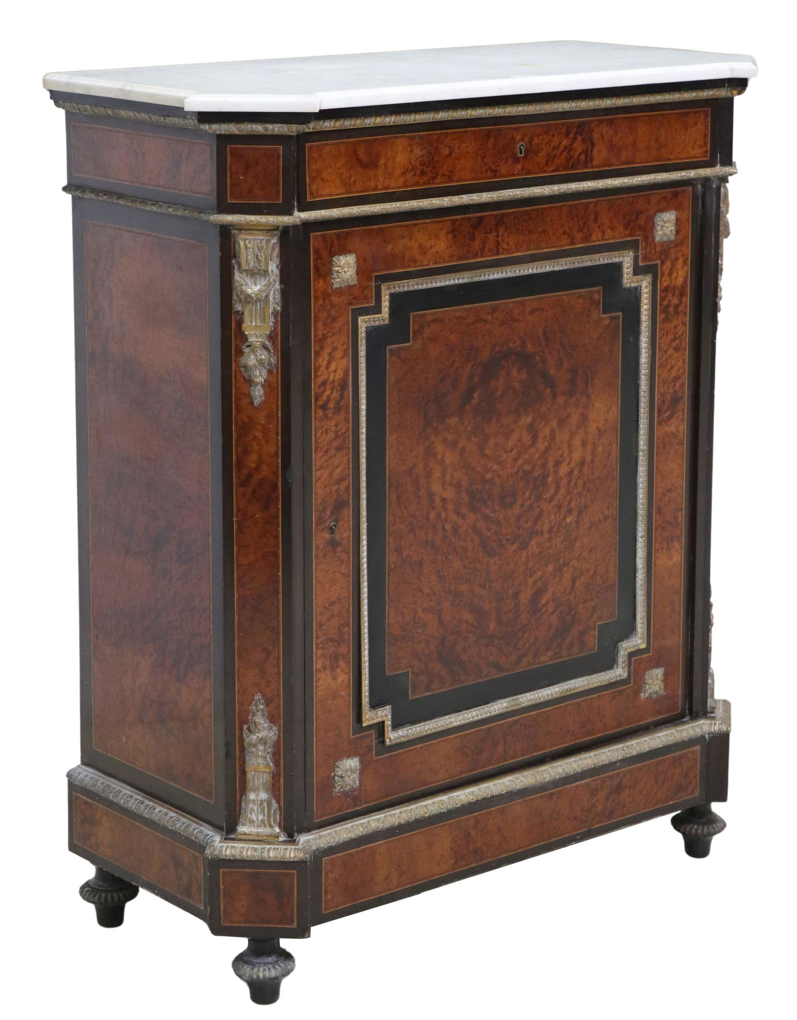 FRENCH NAPOLEON III MARBLE-TOP BURLWOOD CABINET (1 of 6)