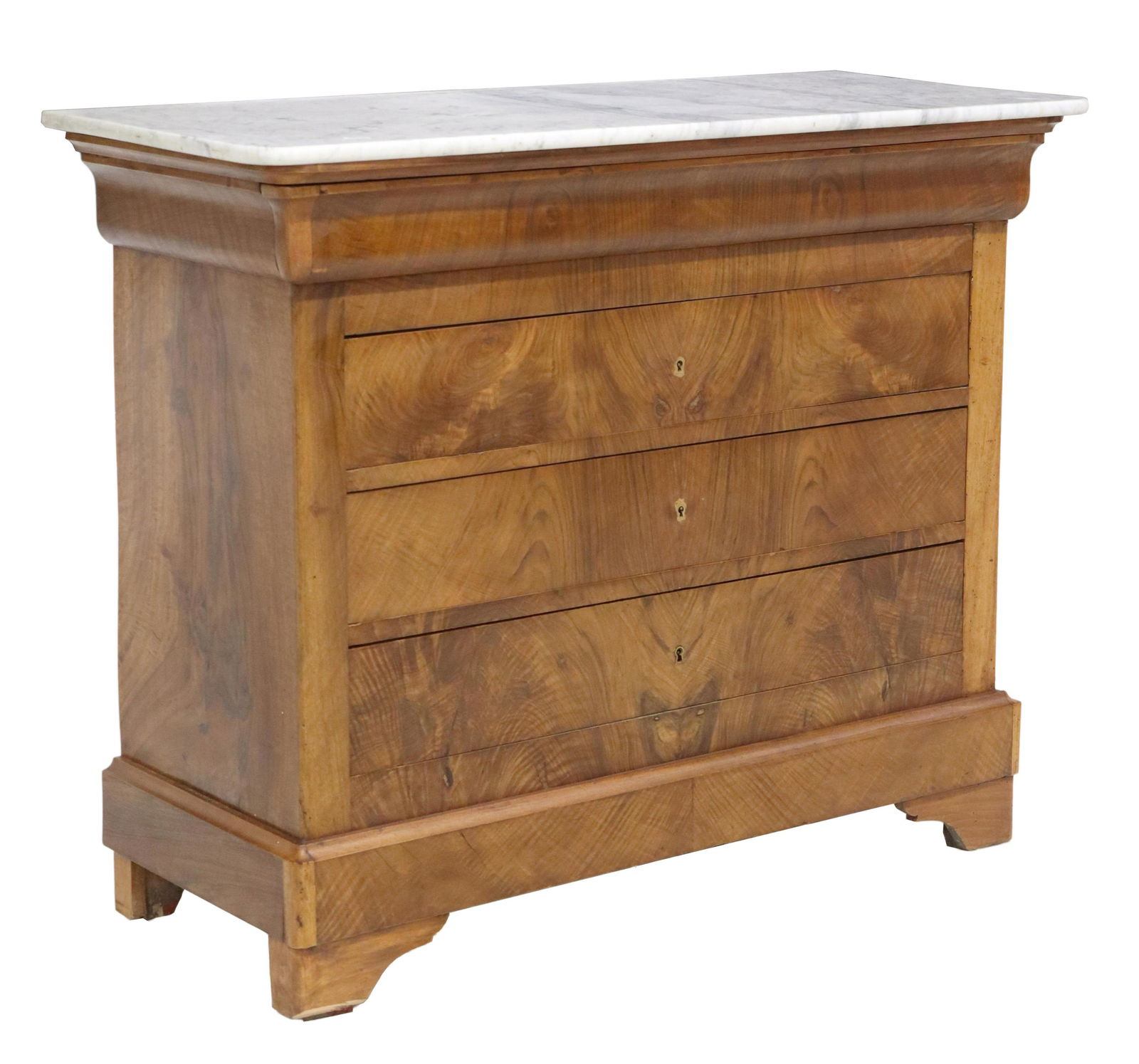 FRENCH LOUIS PHILIPPE MARBLE-TOP WALNUT COMMODE (1 of 5)