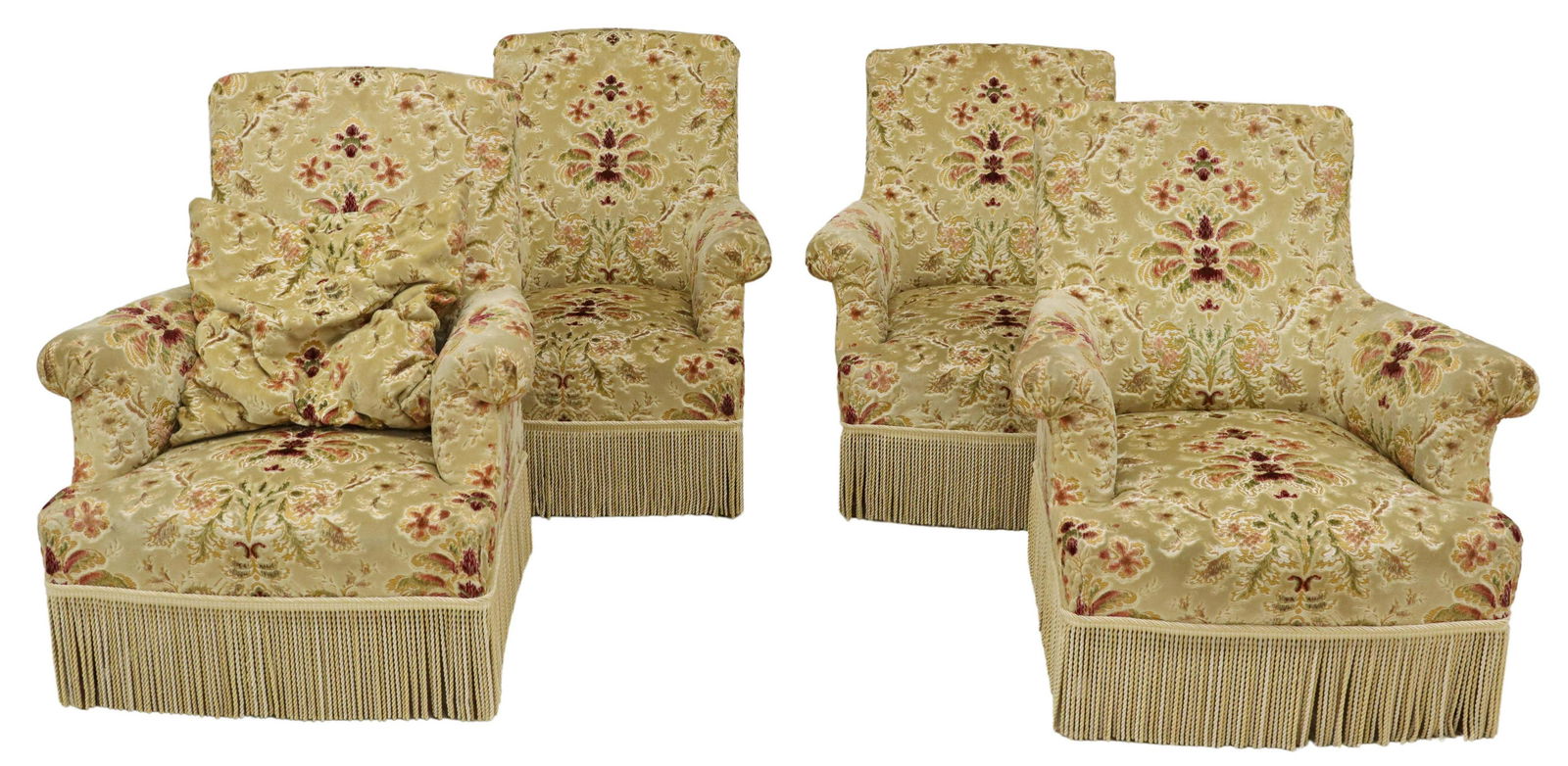 4) FRENCH NAPOLEON III STYLE UPHOLSTERED BERGERES (1 of 4)