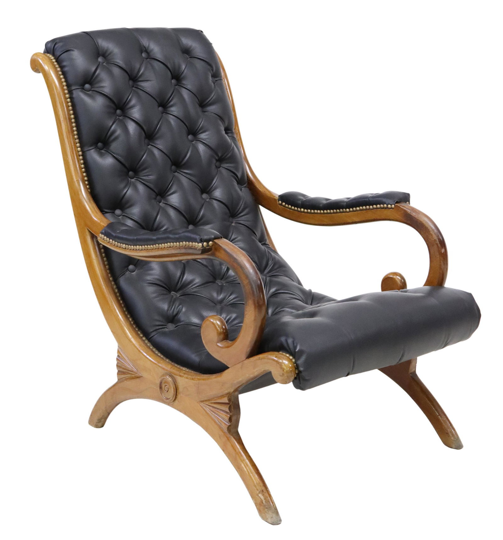 ENGLISH BUTTON-TUFTED CAMPECHE STYLE ARMCHAIR (1 of 3)