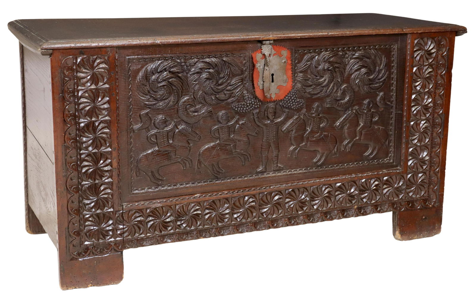 MONUMENTAL CARVED OAK COFFER STORAGE CHEST (1 of 5)
