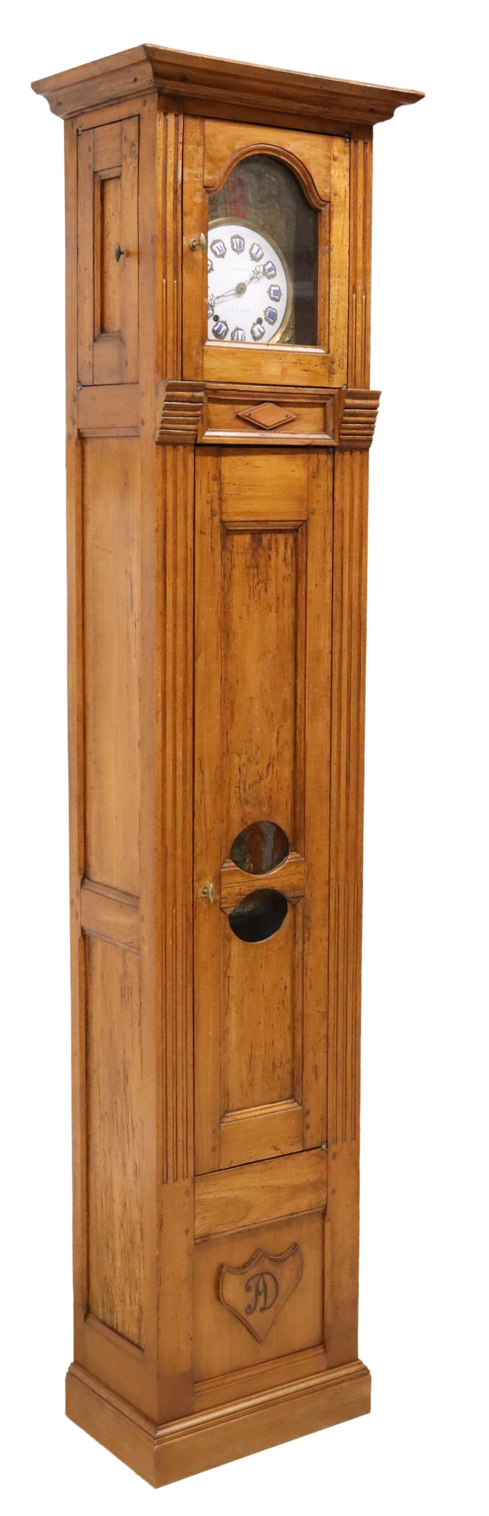 FRENCH MORBIER FRUITWOOD LONGCASE CLOCK, 19TH C. (1 of 8)