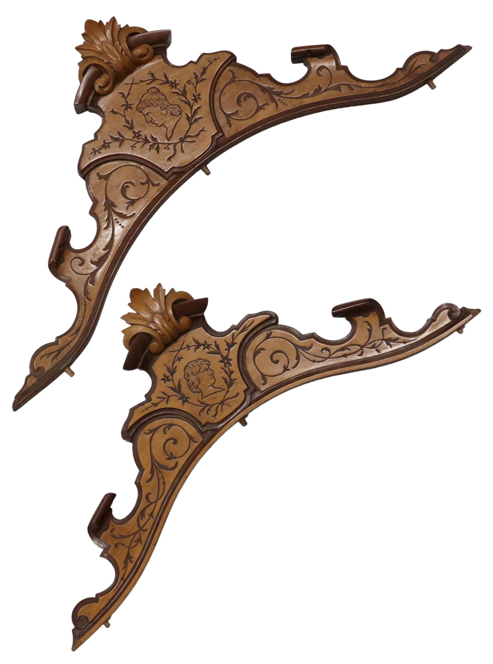 (2) ARCHITECTURAL BIEDERMEIER STYLE CRESTS (1 of 2)