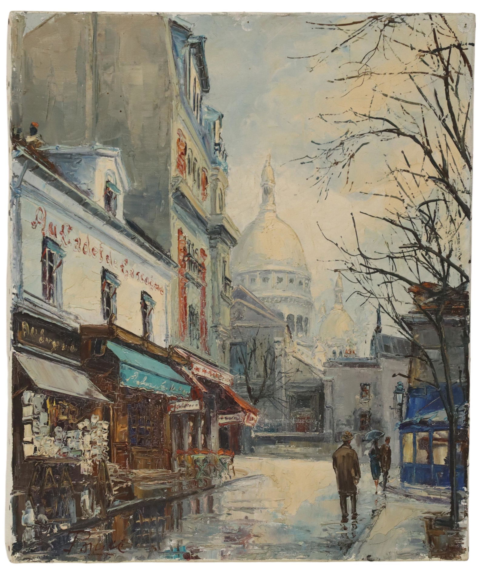 SIGNED PAINTING PARISIAN STREET SCENE MONTMARTRE (1 of 3)