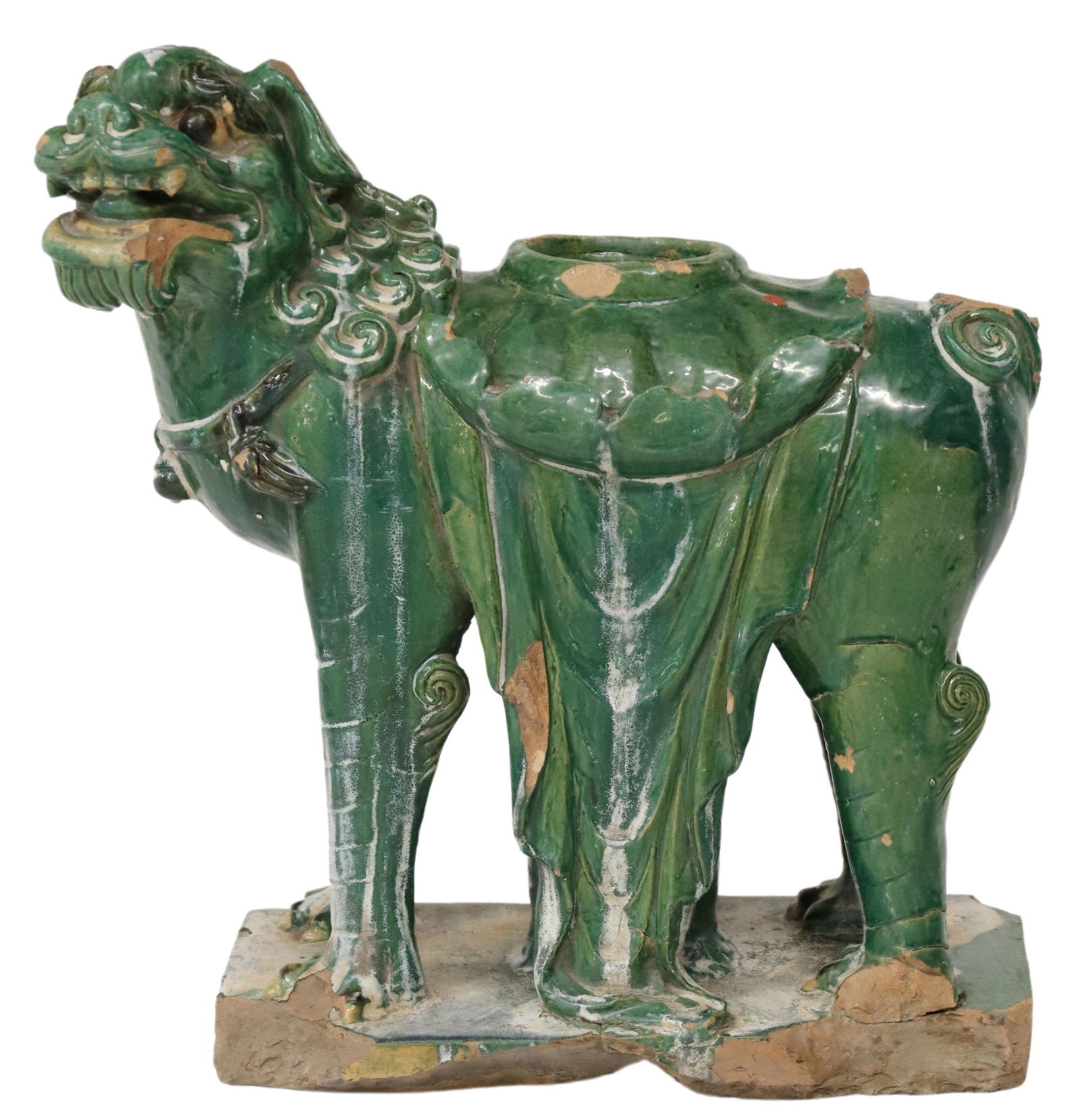 LARGE CHINESE SANCAI PALETTE EARTHENWARE FOO LION (1 of 6)