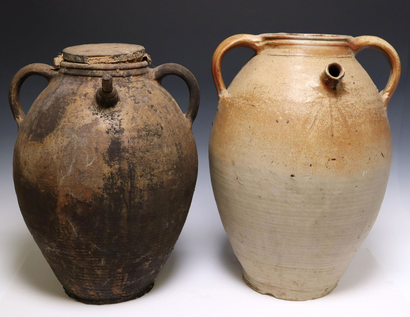 (2) LARGE FRENCH PROVINCIAL EARTHENWARE CRUCHES (1 of 3)