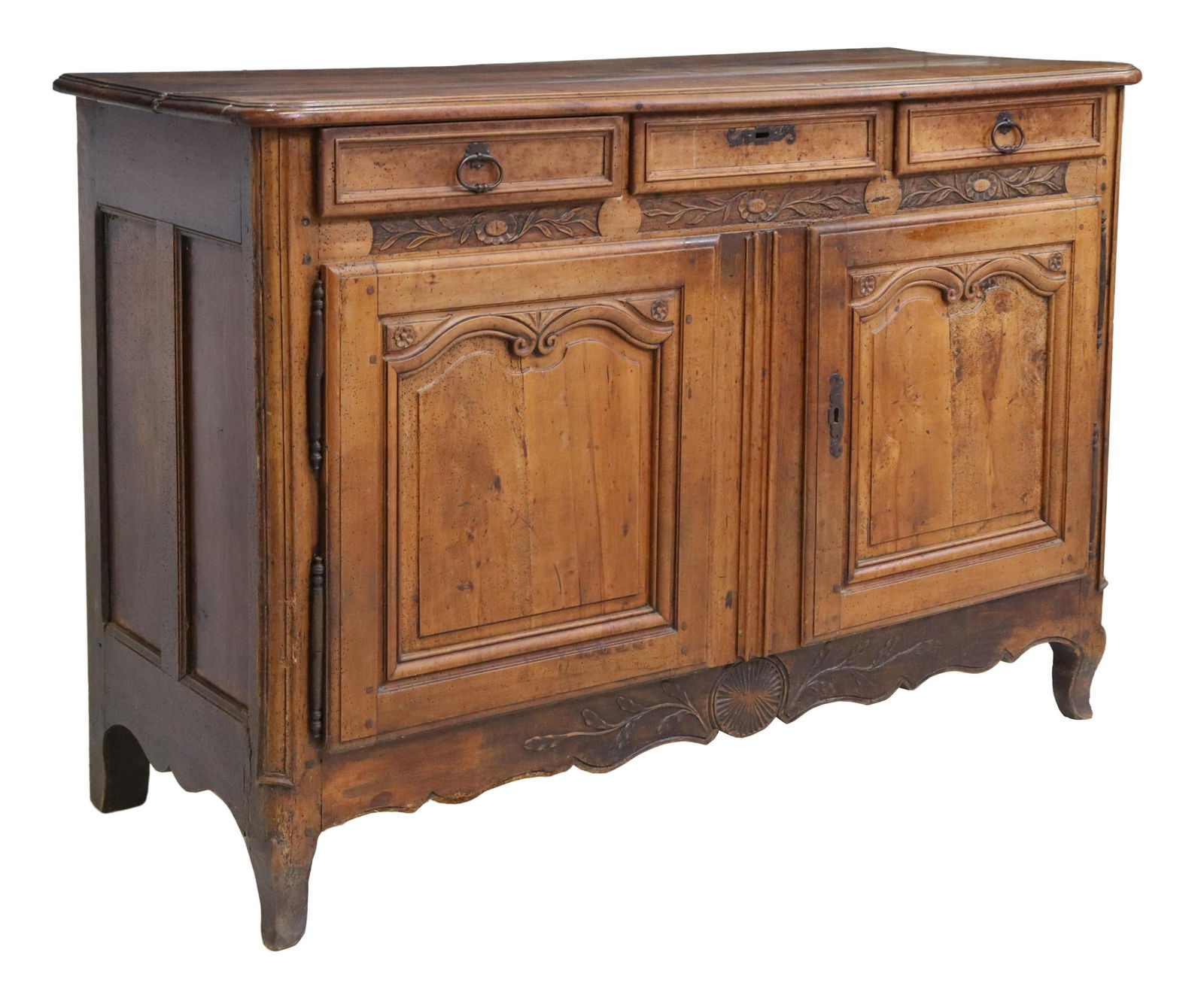FRENCH PROVINCIAL CARVED FRUITWOOD SIDEBOARD (1 of 6)