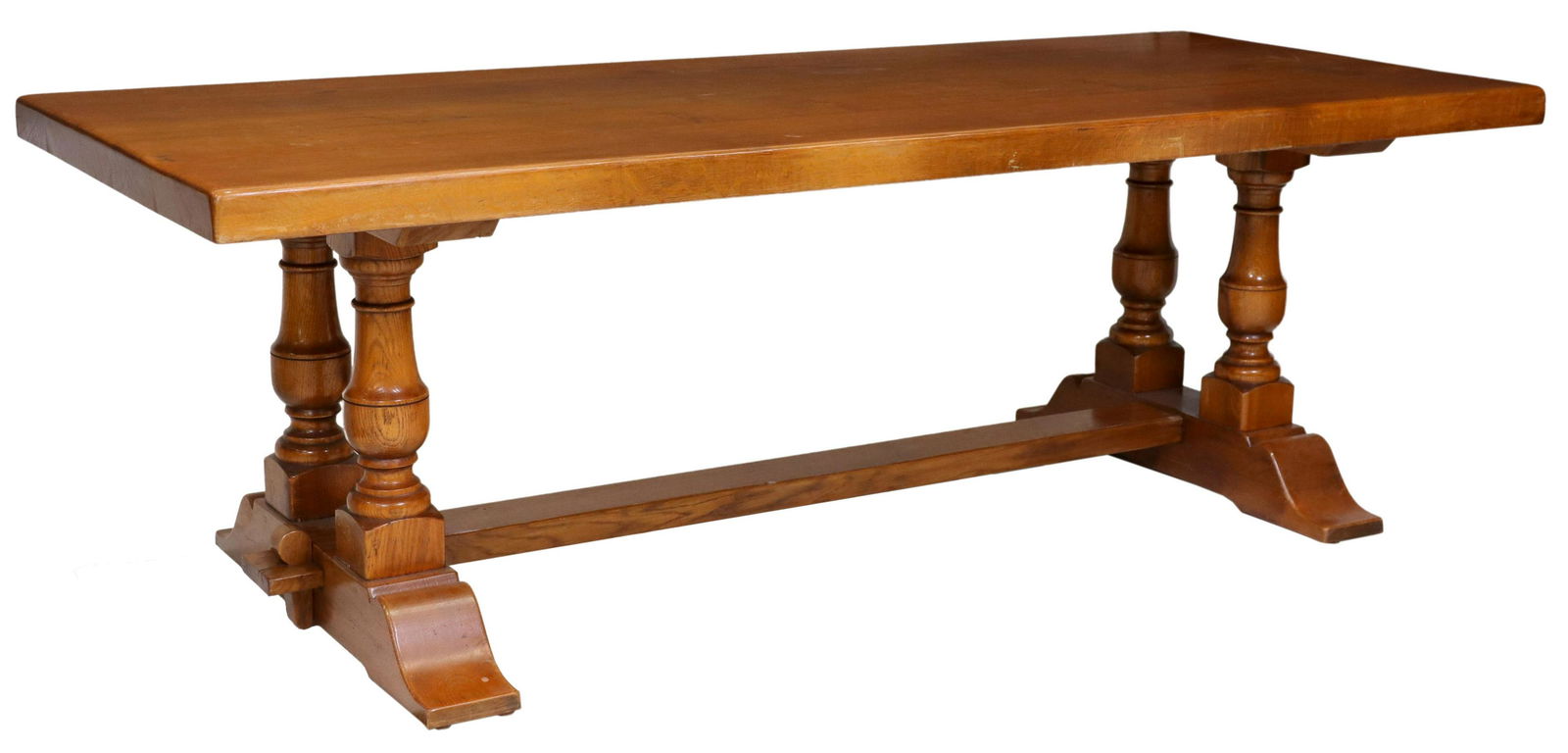 FRENCH OAK REFECTORY TRESTLE TABLE, 90.75"L (1 of 4)
