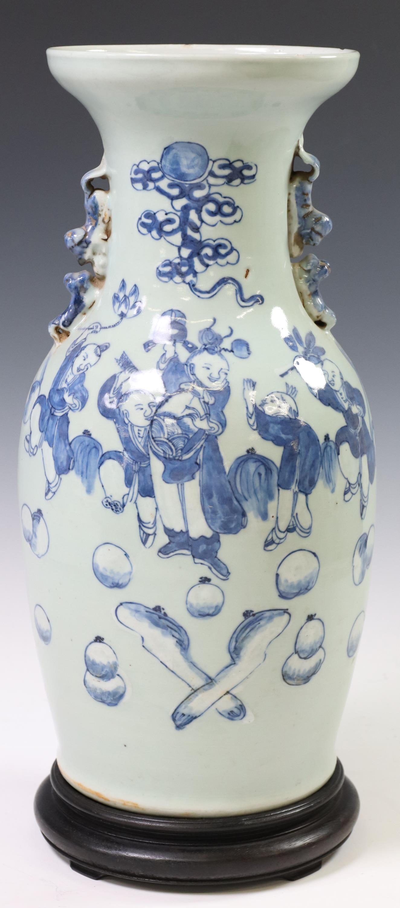 CHINESE BLUE & WHITE PORCELAIN BALUSTER FORM VASE (1 of 4)