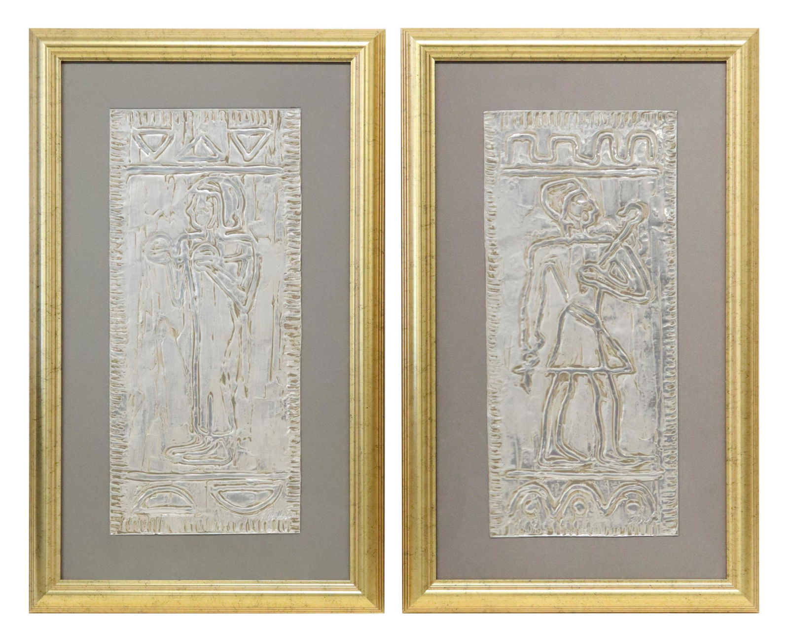 (2) FRAMED EGYPTIANESQUE EMBOSSED HIEROGLYPHICS (1 of 6)