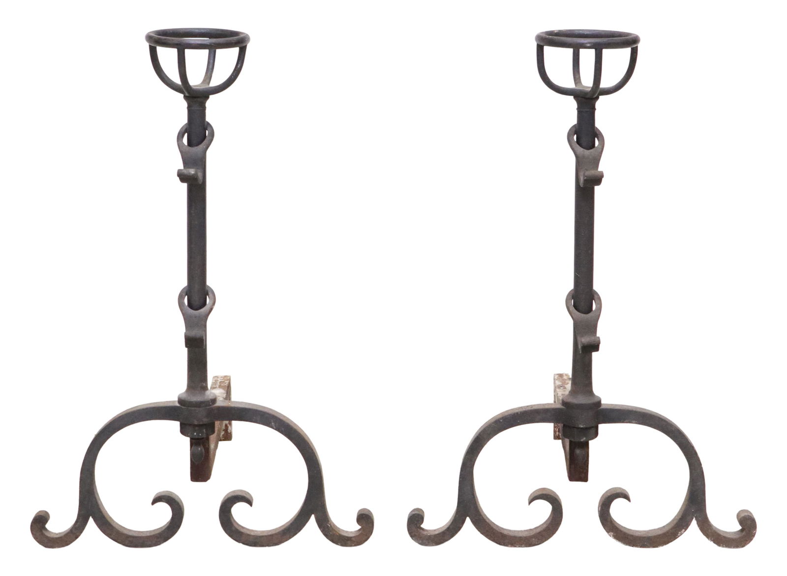 (2) LARGE RUSTIC FORGED IRON ANDIRONS (1 of 3)