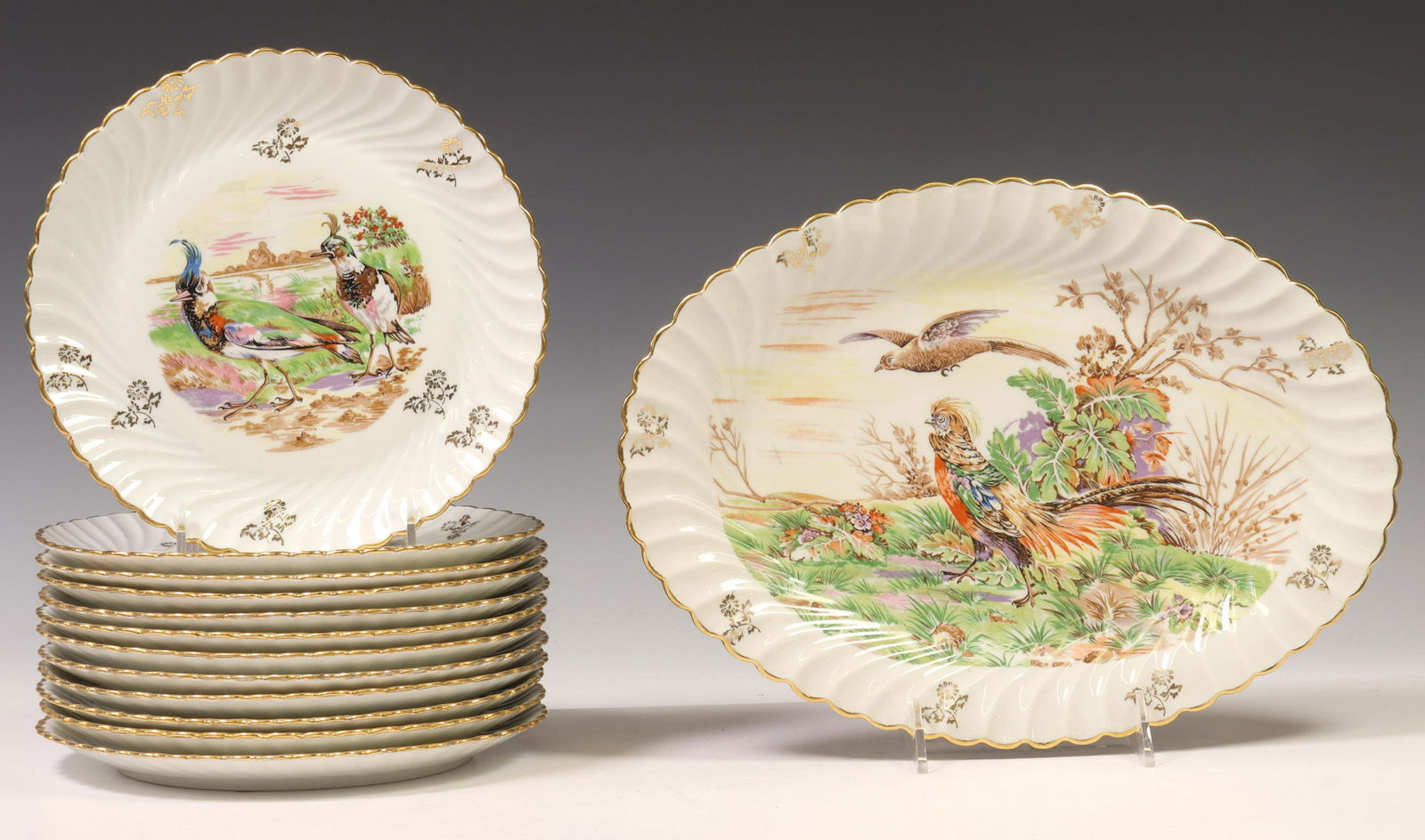 13) FRENCH LIMOGES SAP PORCELAIN GAME BIRD SERVICE (1 of 4)
