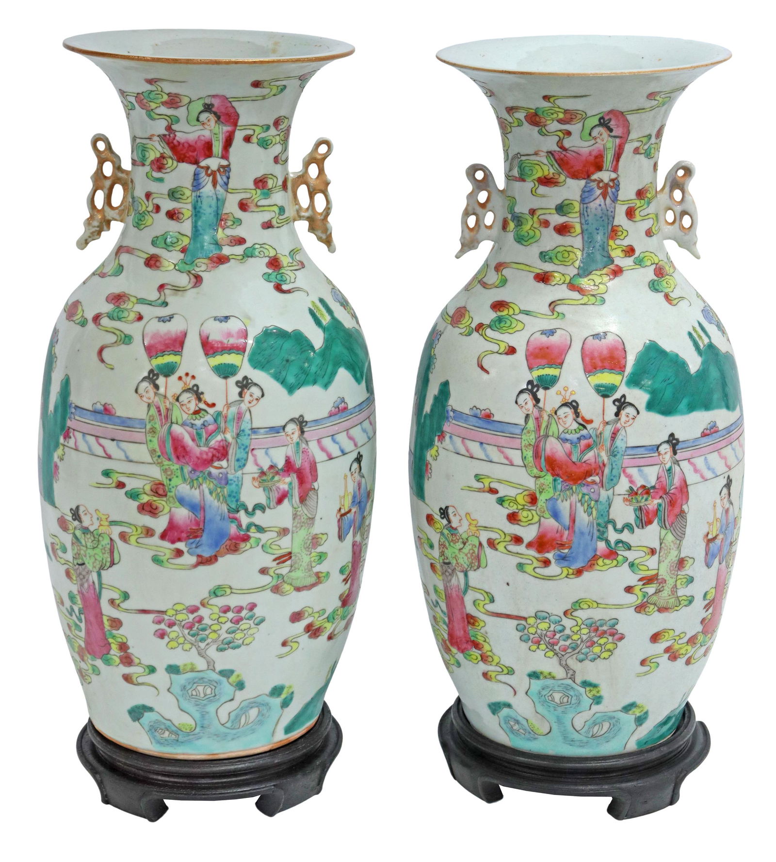 (2) CHINESE FAMILLE ROSE PORCELAIN VASES (1 of 4)